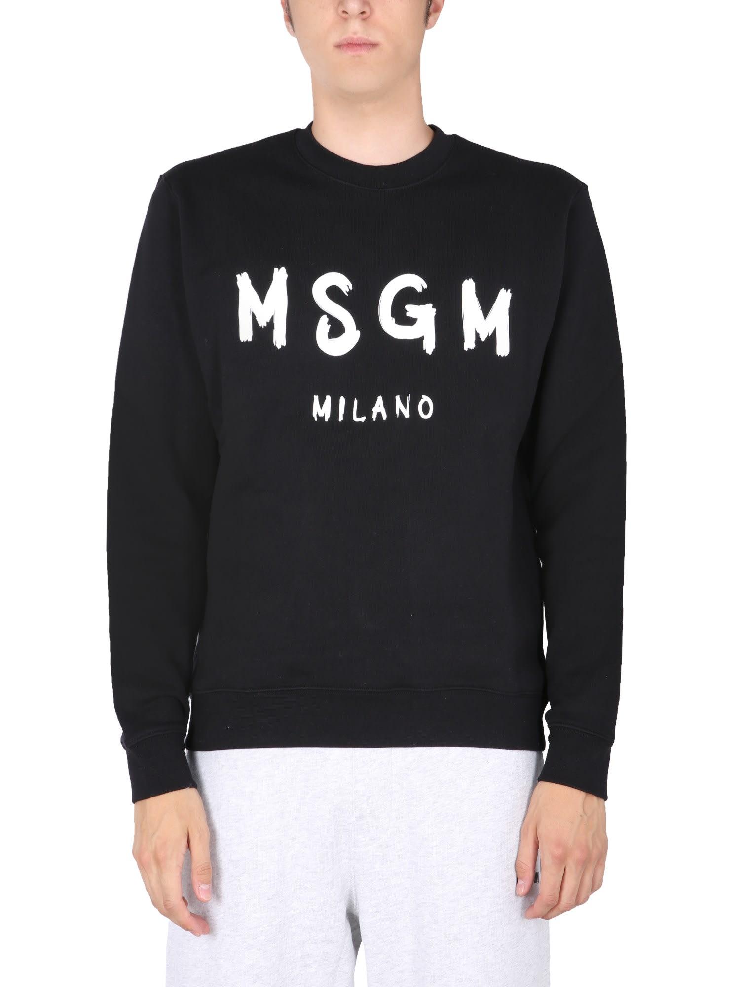 MSGM Crewneck Sweatshirt With Logo in Black for Men | Lyst