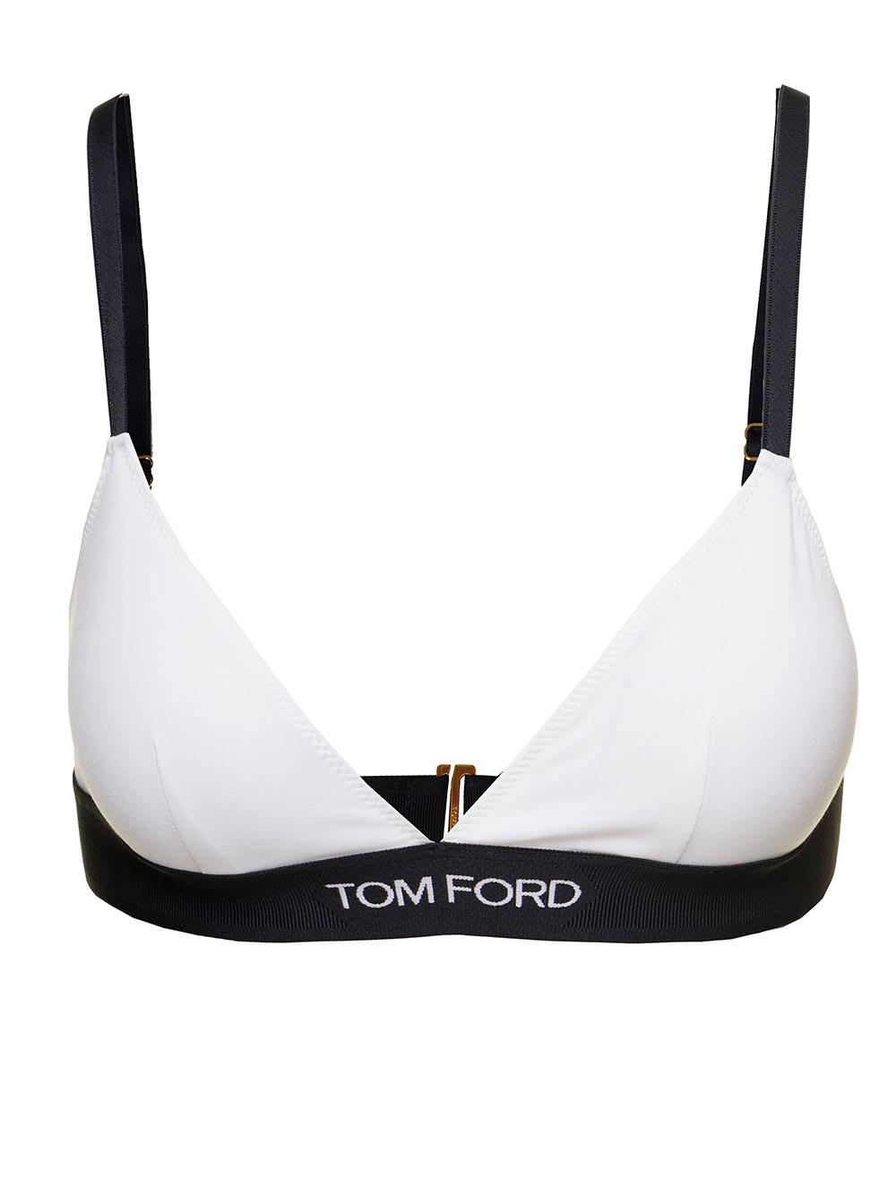Kompatibel med Antagonisme renovere Tom Ford Black Triangle Bra With Logo In Stretch Modal Woman in White | Lyst