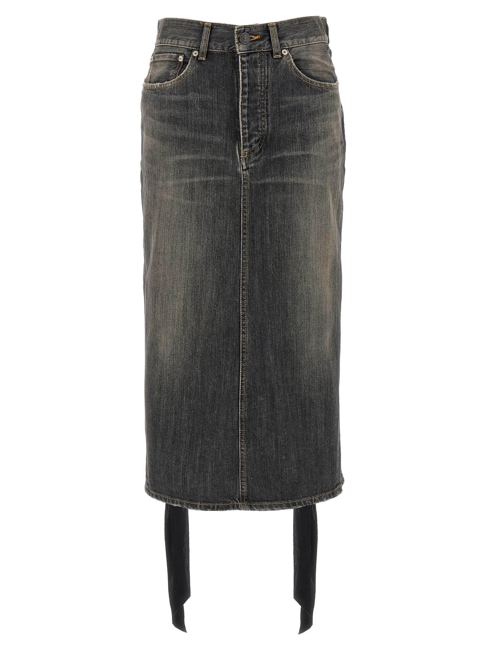 スカート BALENCIAGA 'Lace Up' denim skirt Gray Balenciaga Lace Up Denim Skirt in Gray | Lyst