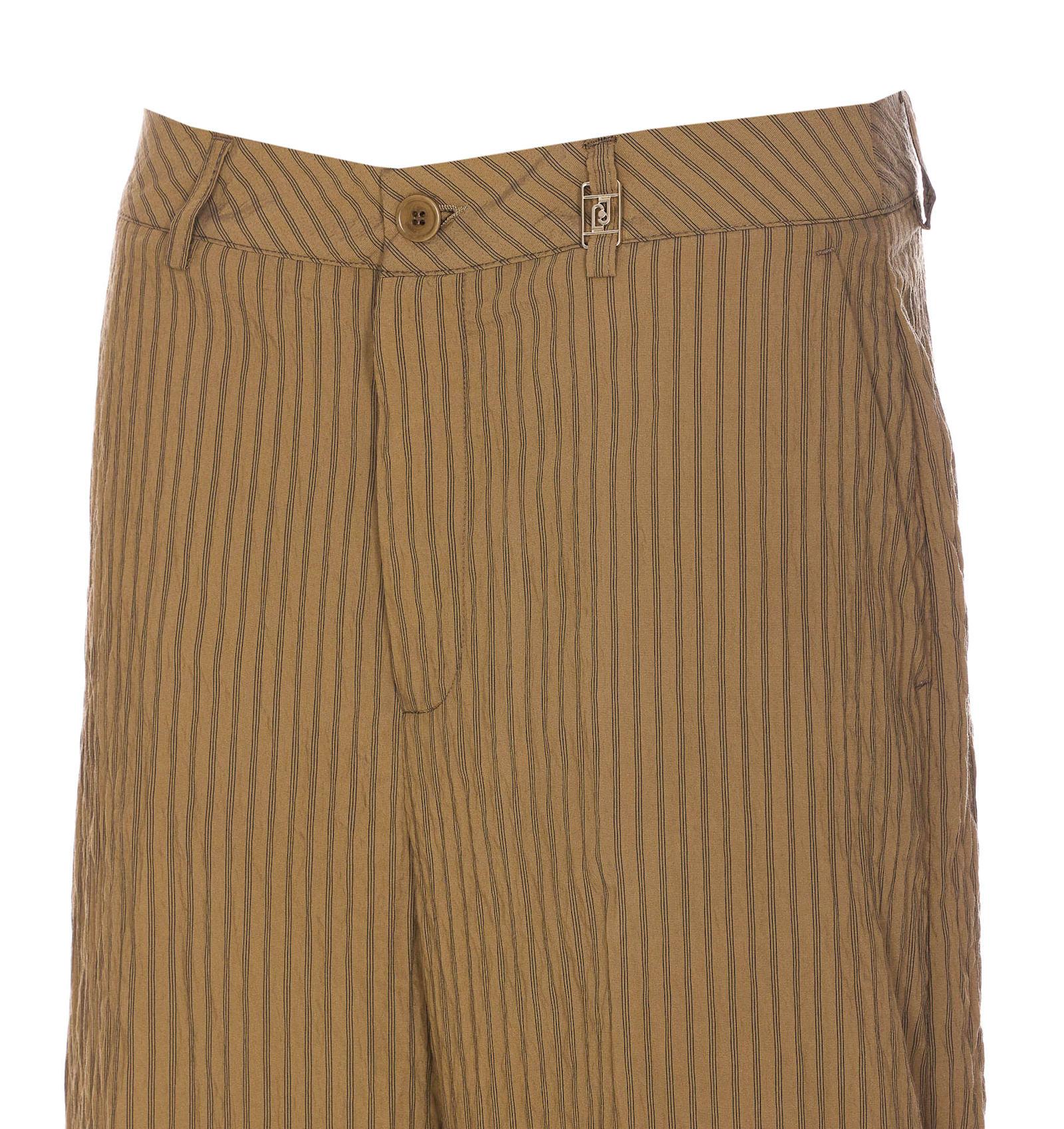 パンツ LIU JO FLARE STRIPED TROUSERS Liu Jo Trousers in Natural | Lyst