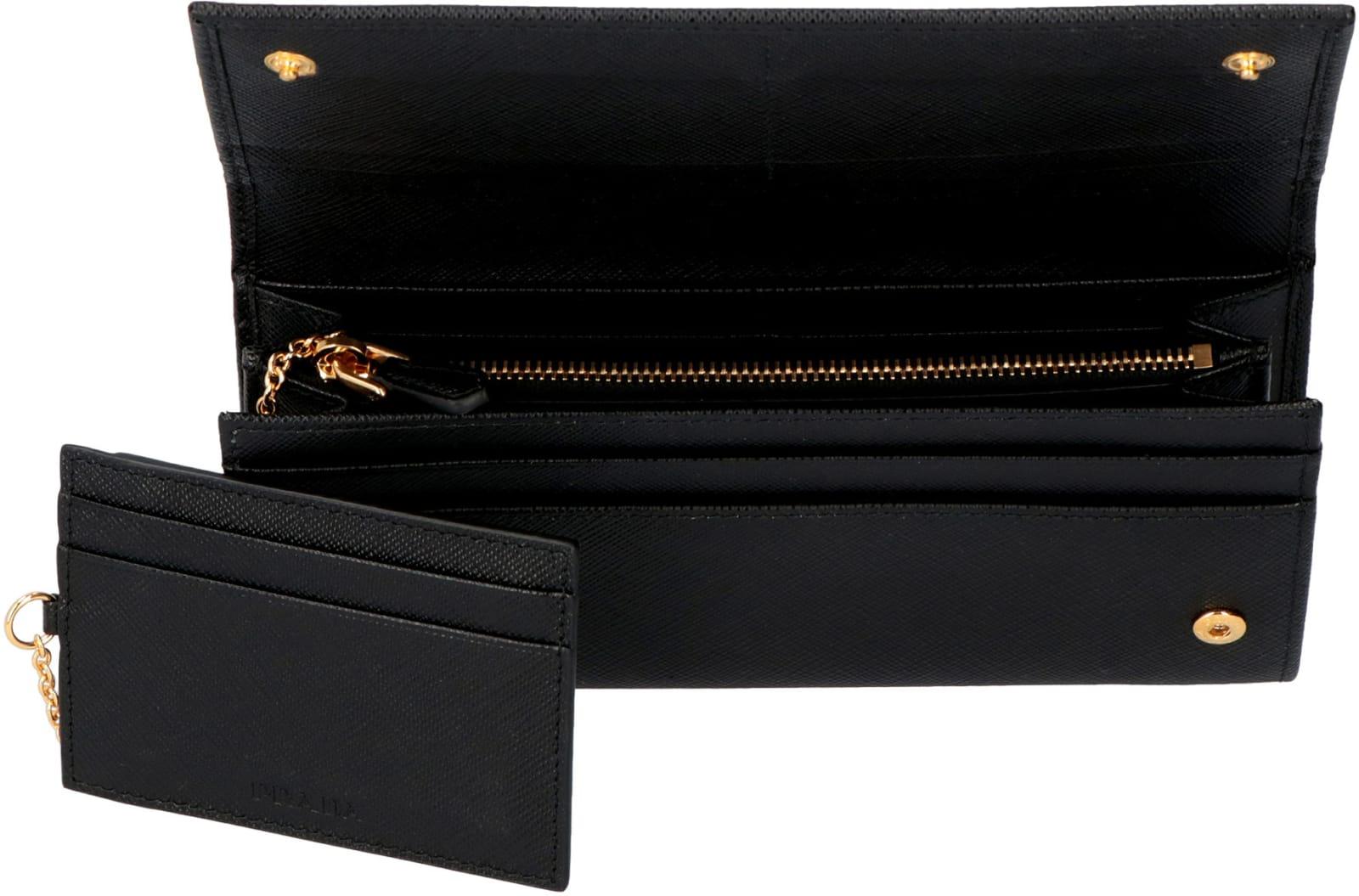Prada Saffiano Leather Wallet in Black