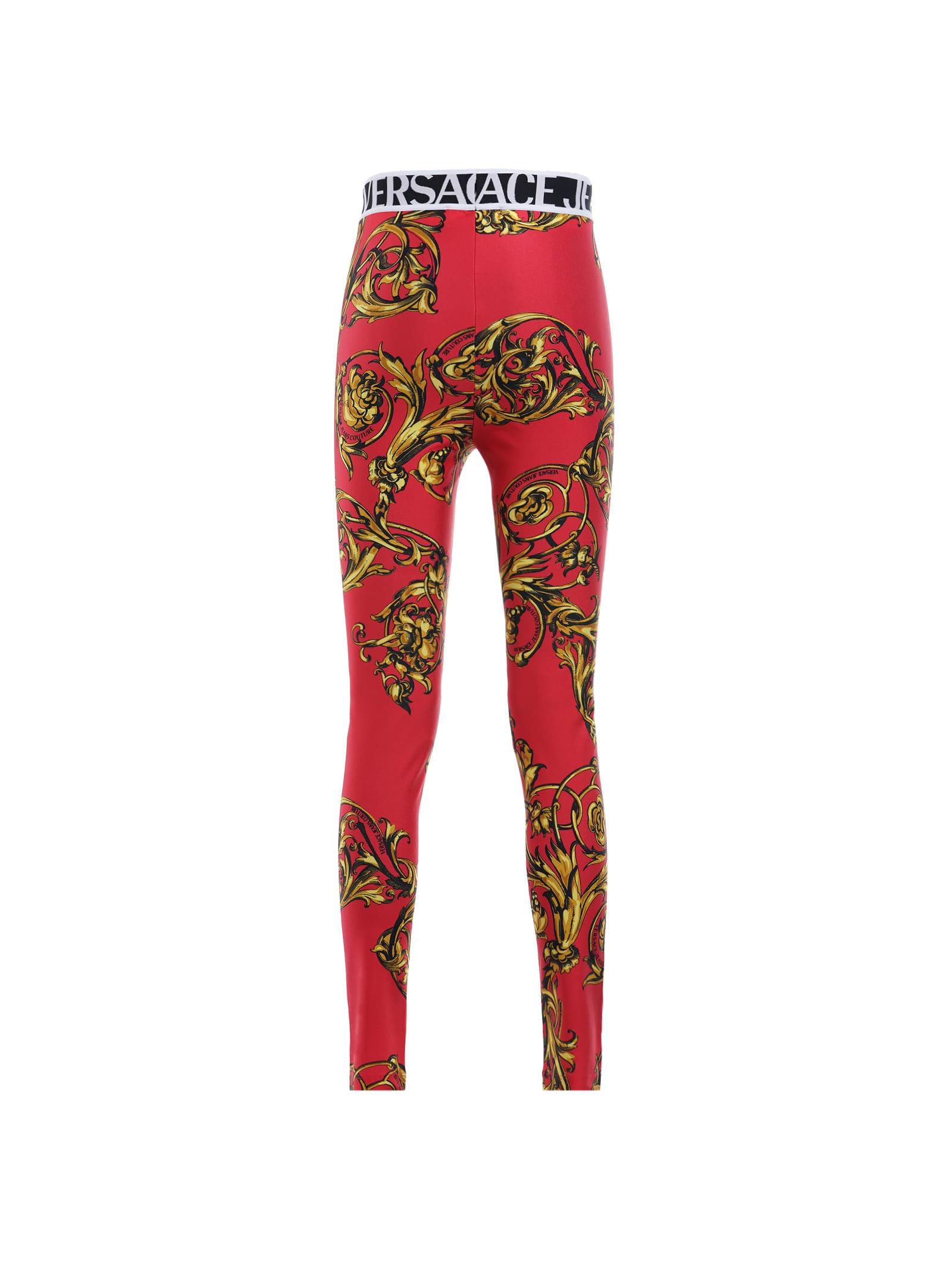 red versace leggings