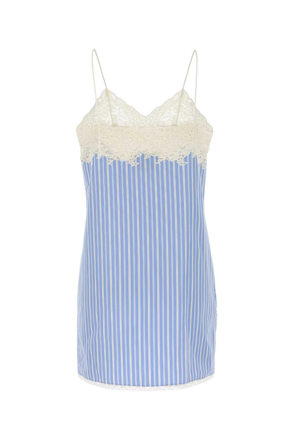 Miu Miu Embroidered Poplin Mini Dress in Blue | Lyst
