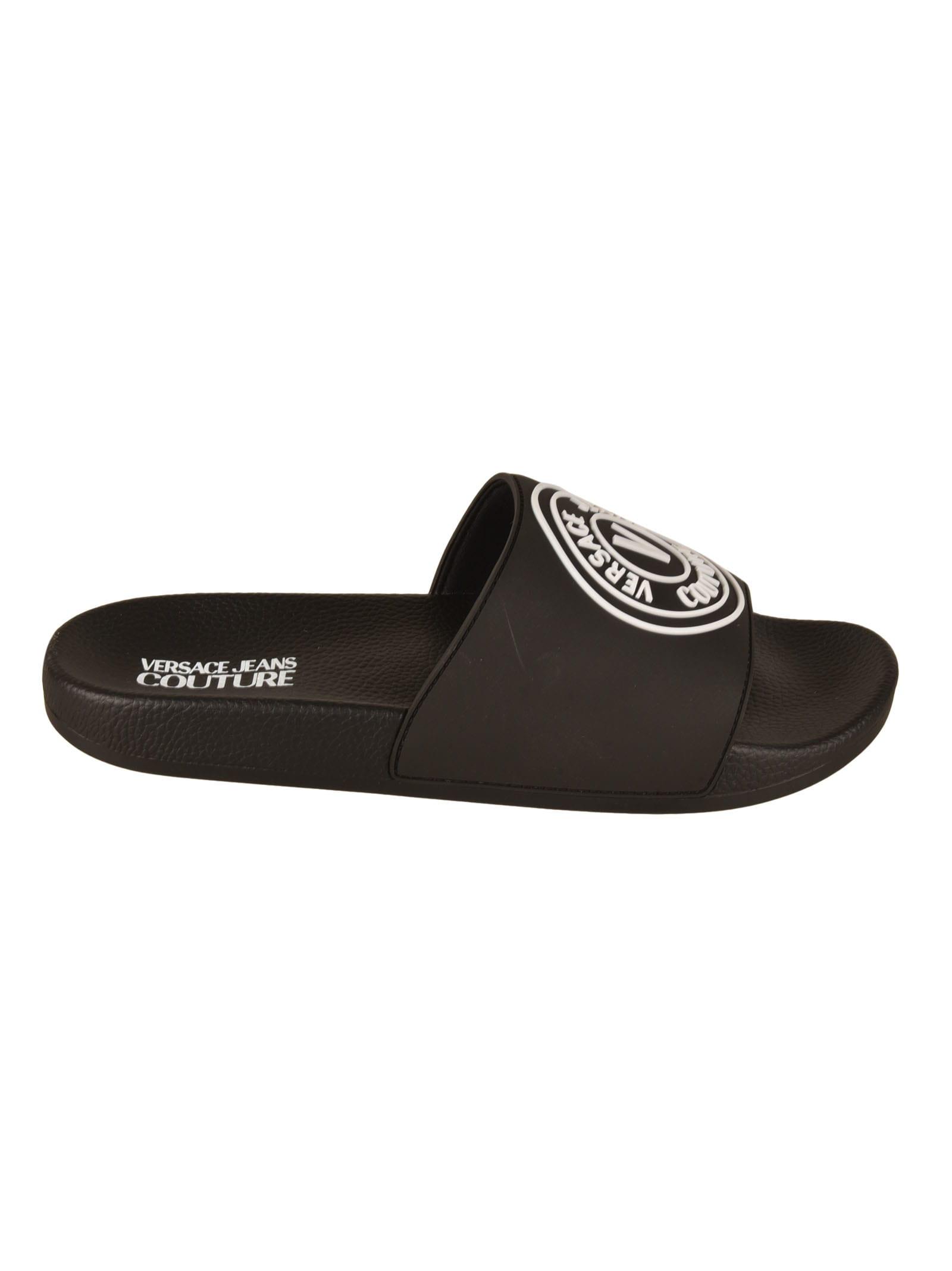 Versace Jeans Couture Logo Pool Sliders in Black for Men | Lyst