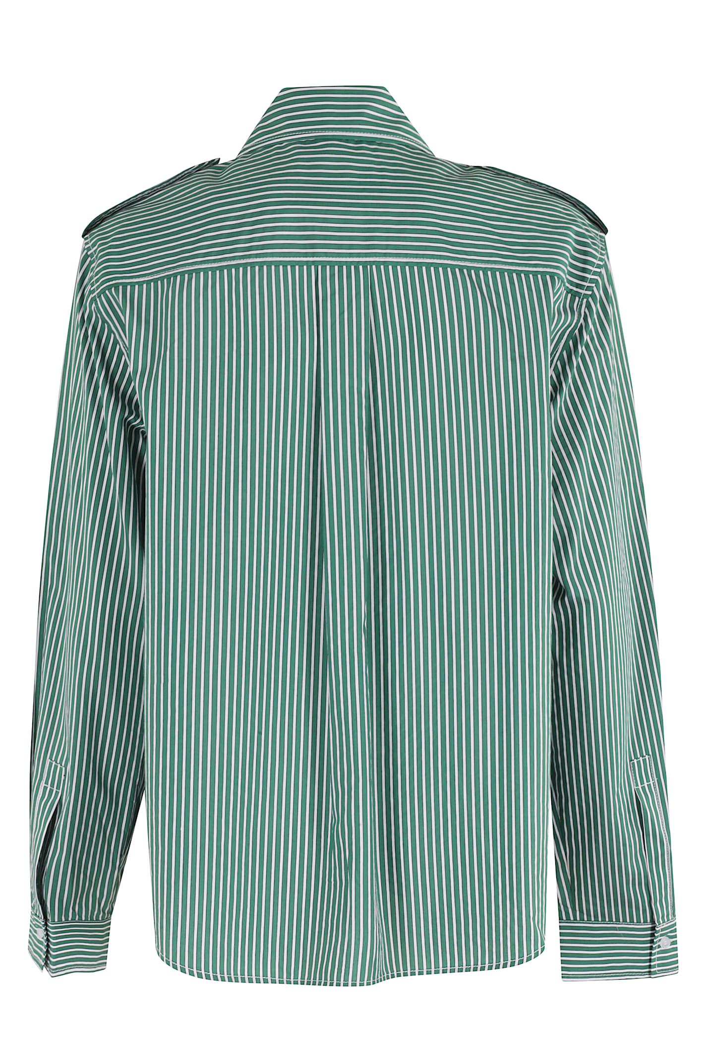 Essentiel Antwerp Striped Long Sleeve Shirt With Tie Detail in
