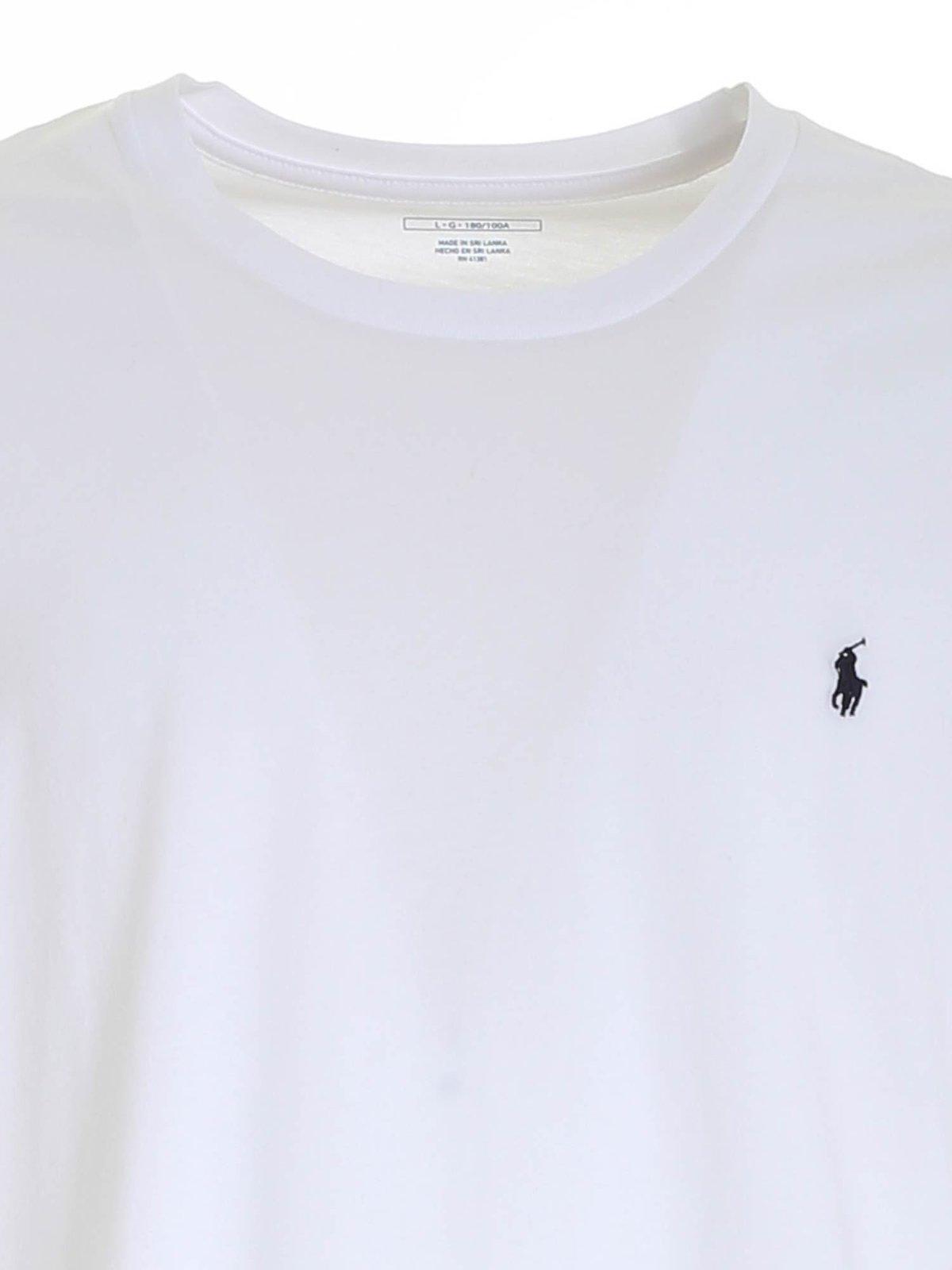 Ralph Lauren Logo Embroidered Crewneck T-shirt in White for Men | Lyst