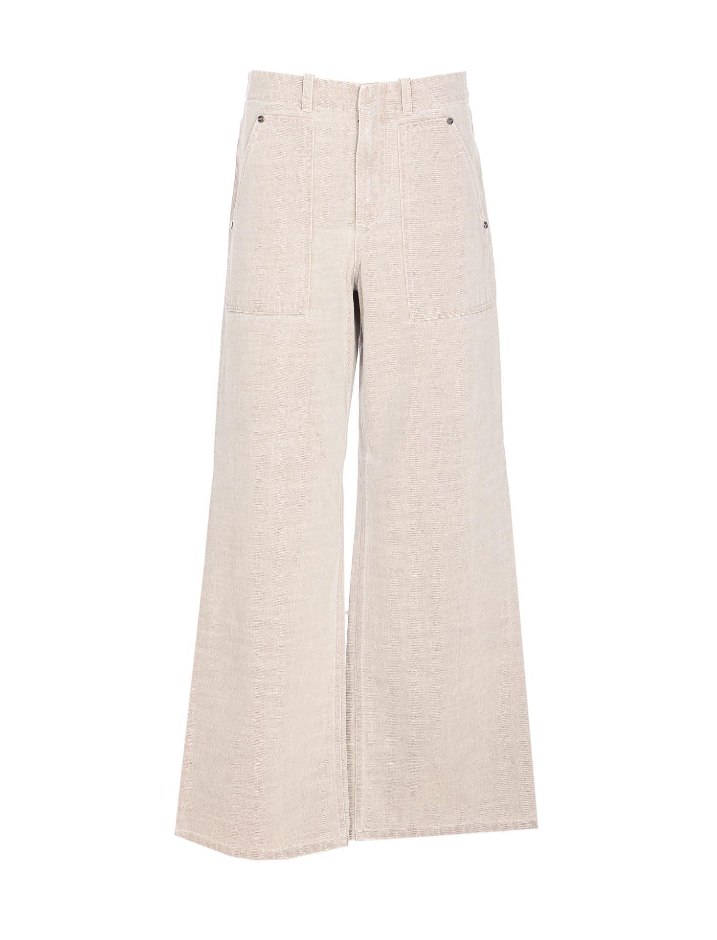 Fendi Roma Denim Pants in Natural | Lyst