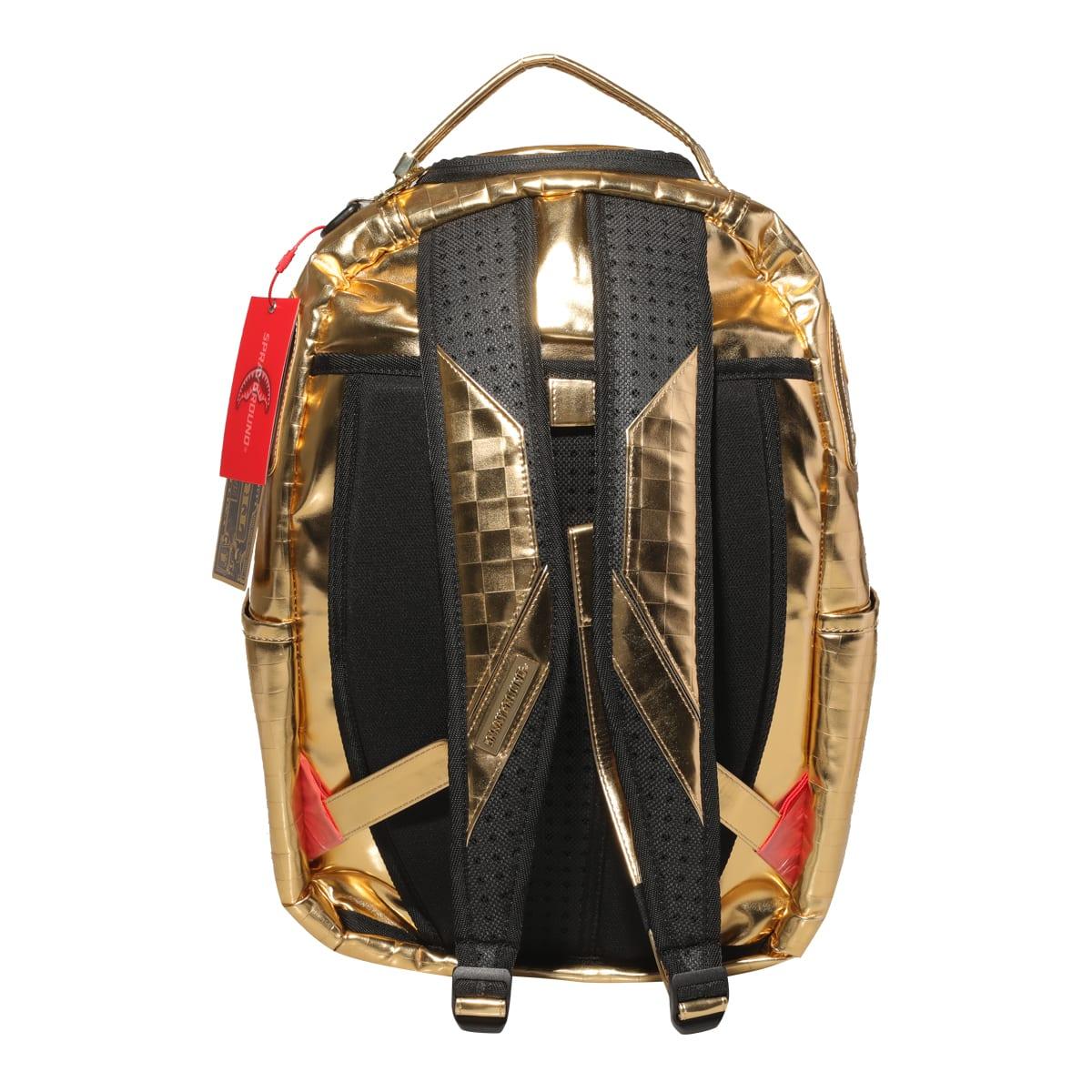 Sprayground sharks in Paris gold drip backpack