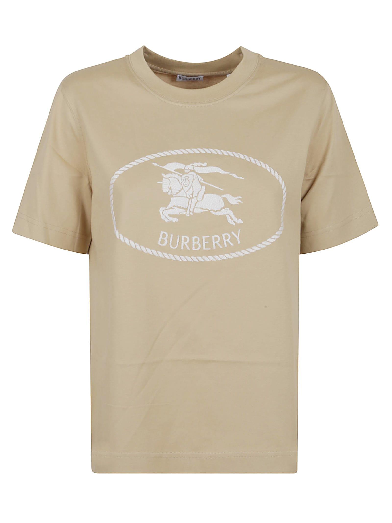 【関税&送料込】Burberry Light Beige T-Shirt With Equestrian Burberry Light Beige T-Shirt With Equestrian Knight Design