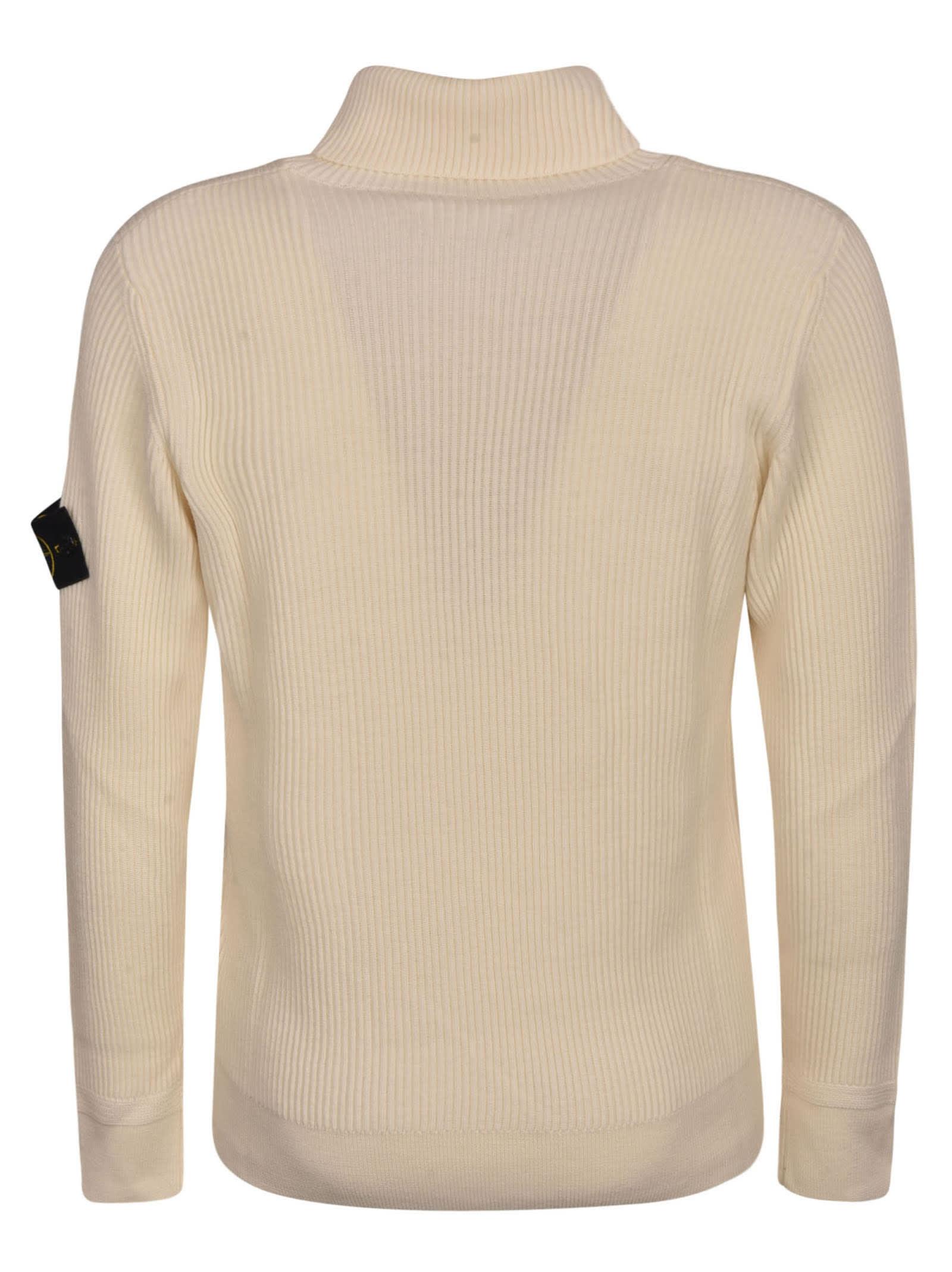 Stone Island Wool Logo Ribbed Sweater in Natural for Men - Save 41% | Lyst