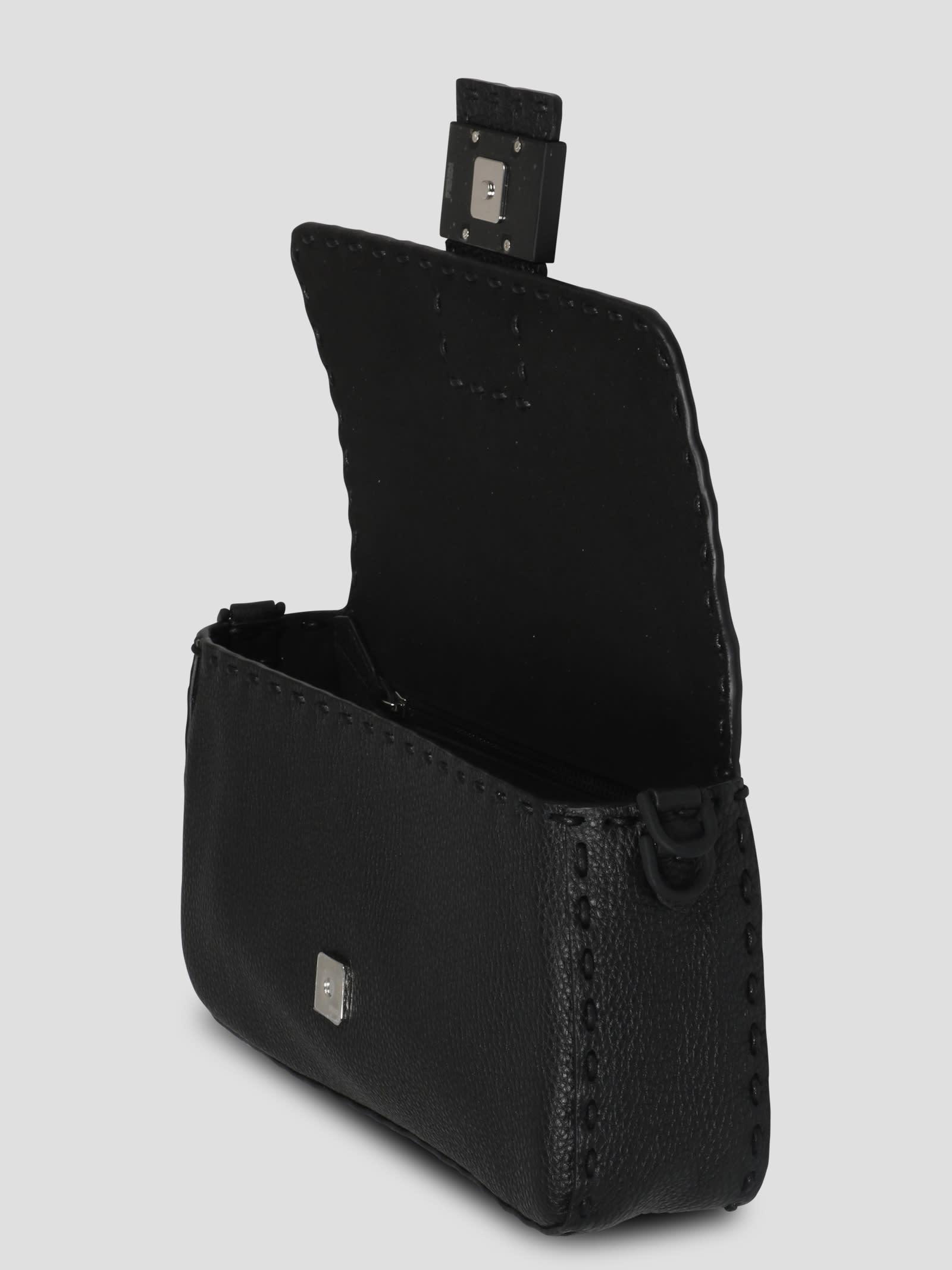 Fendi Black Calfskin Roman Selleria Leather Backpack Key Chain and
