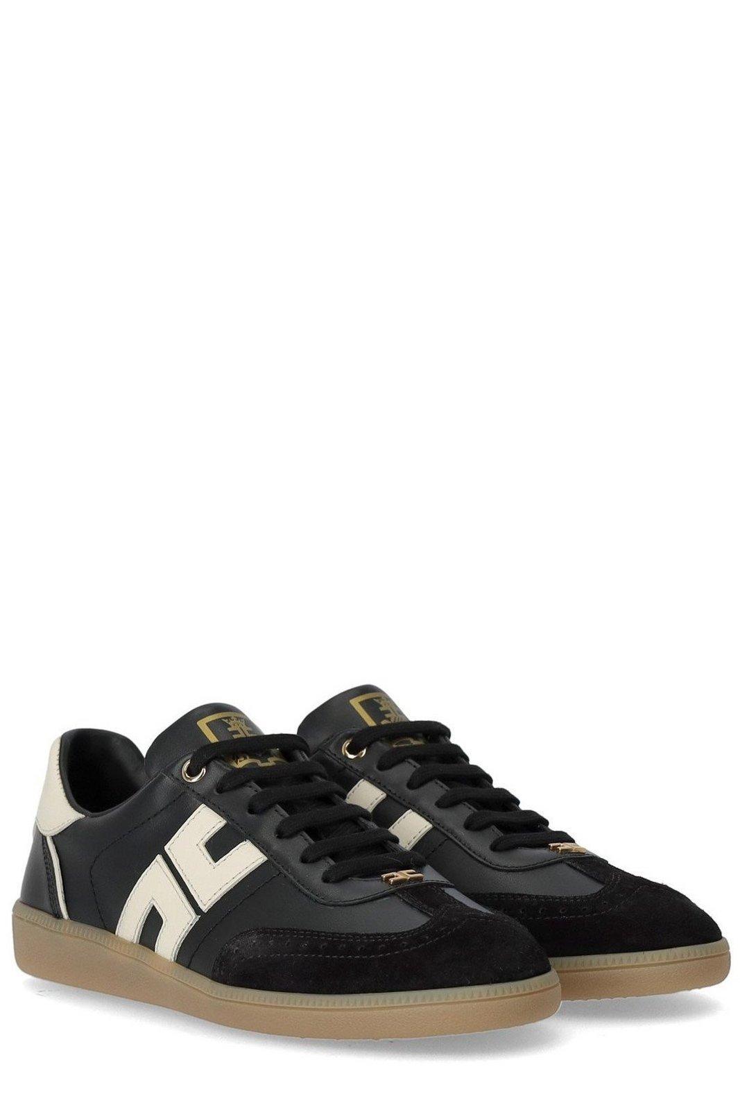 Elisabetta Franchi Leather Lace-up Logo Sneakers in Black | Lyst Elisabetta Franchi Leather Lace-up Logo Sneakers in Black | Lyst