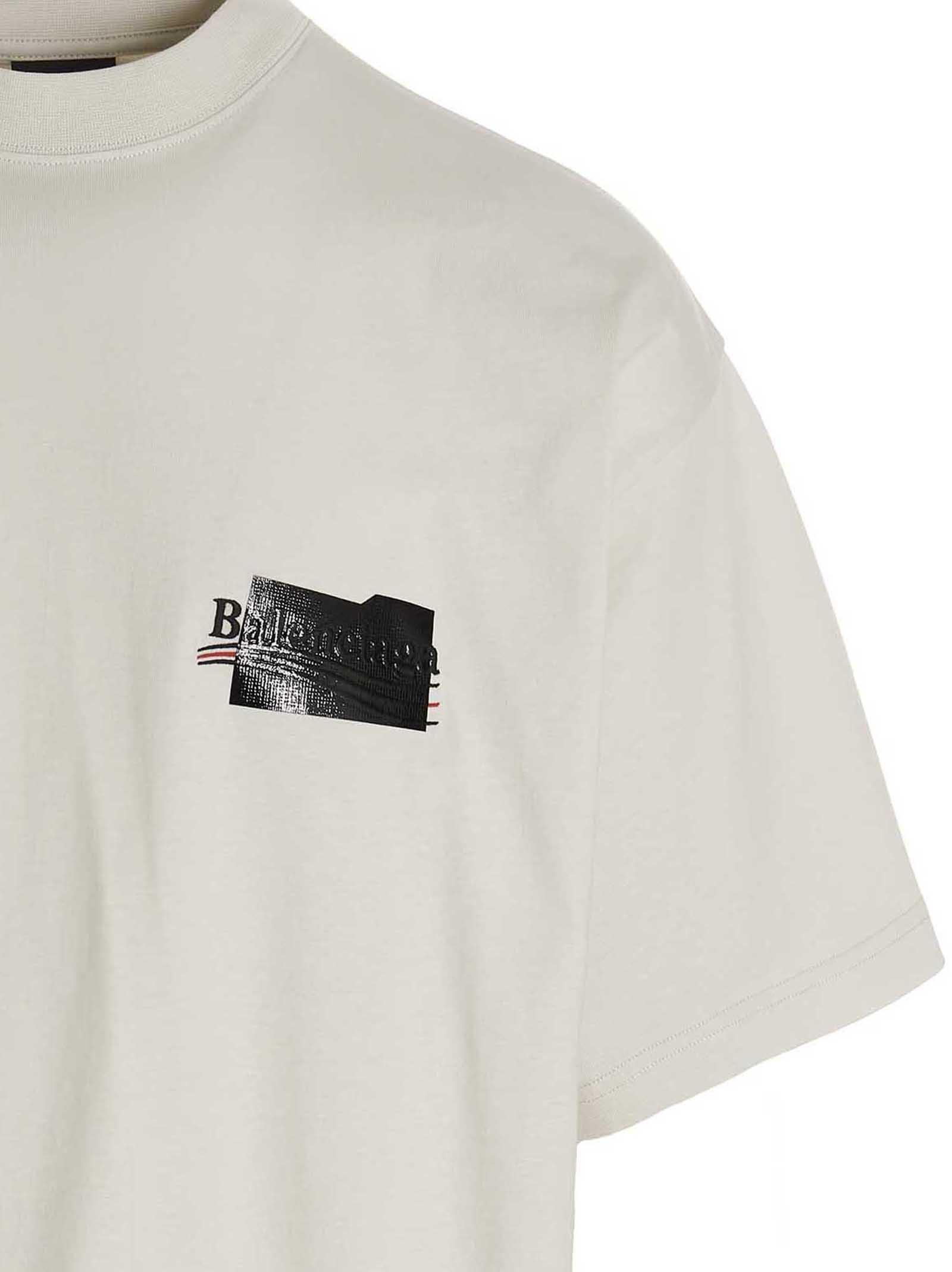 Balenciaga Obscured Logo Embroidery T-shirt in White for Men | Lyst