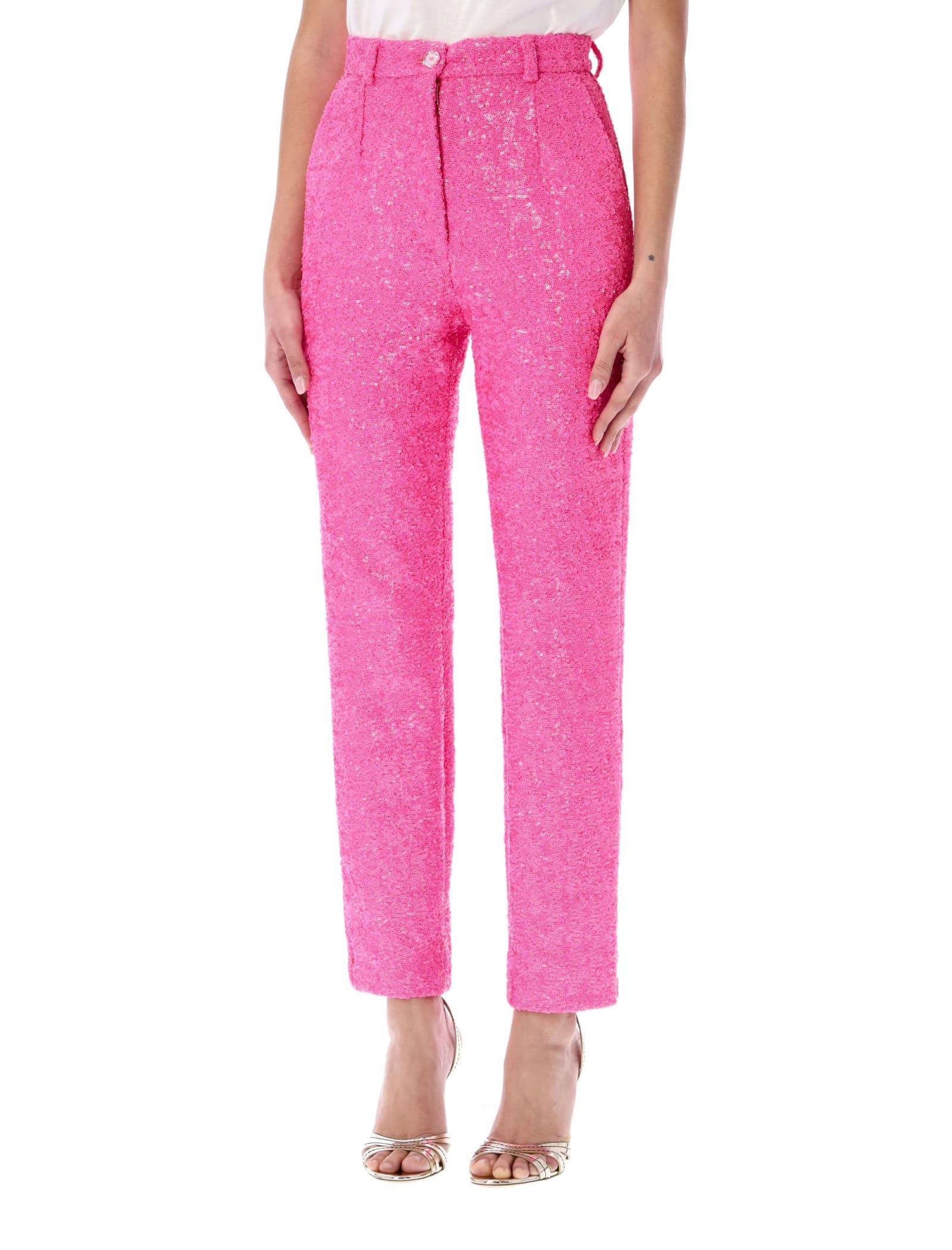 Dolce & Gabbana Sequined Pants in Pink | Lyst