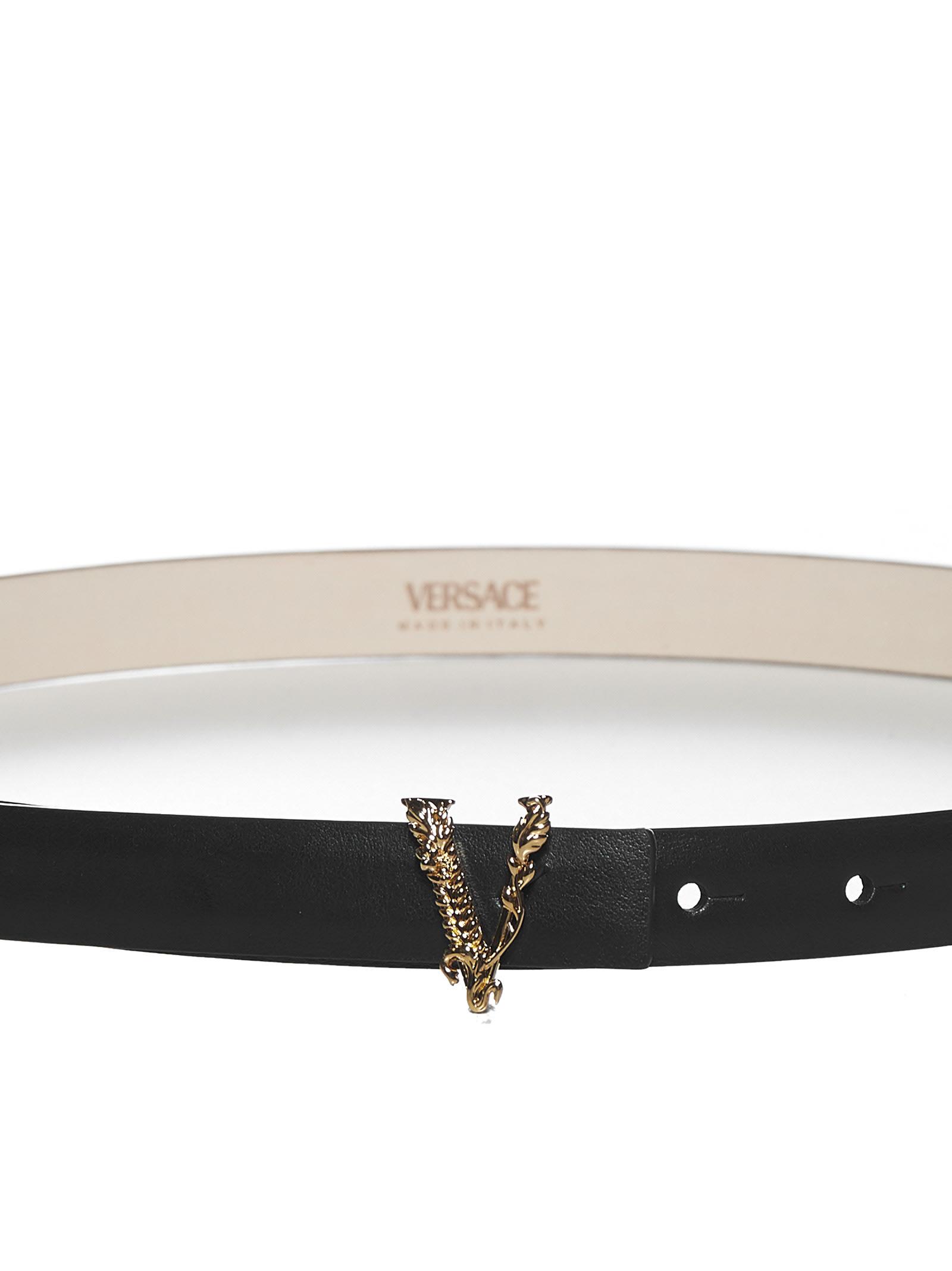 Versace Virtus Leather Belt in White | Lyst