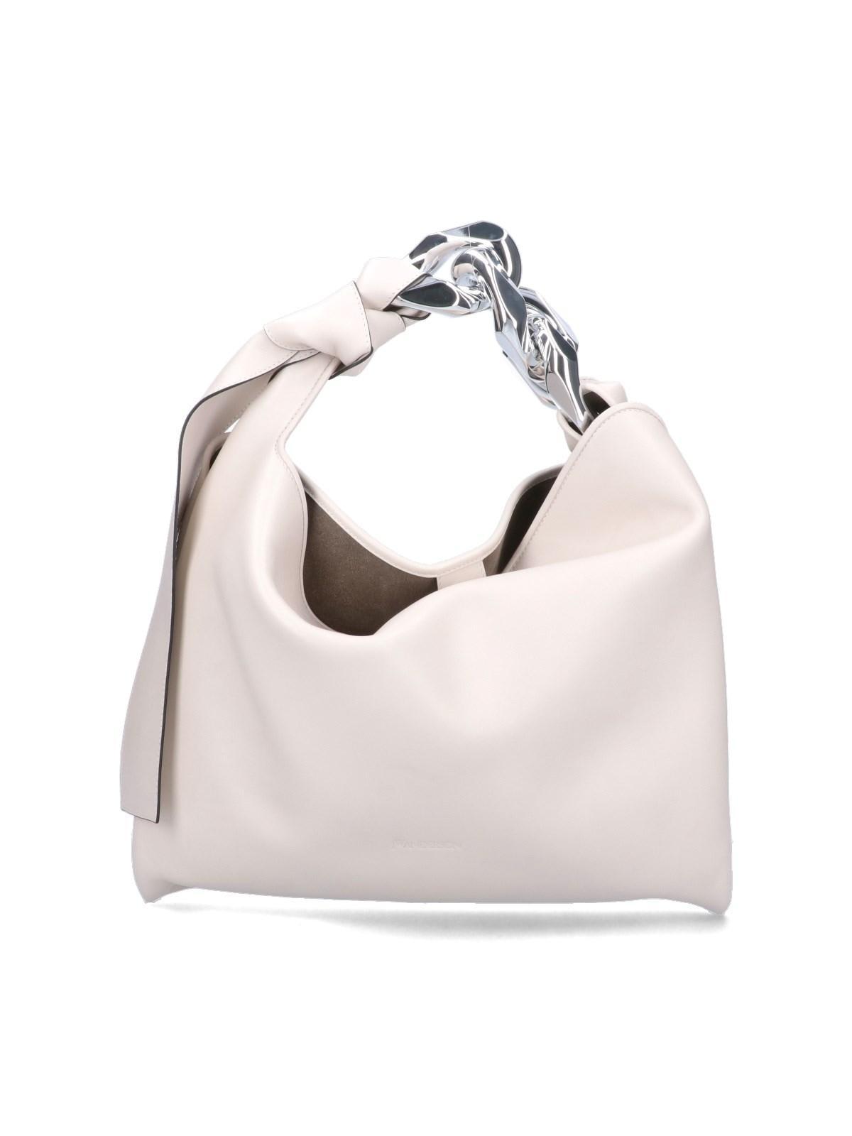 JW Anderson Chain Small Leather Hobo Bag in White
