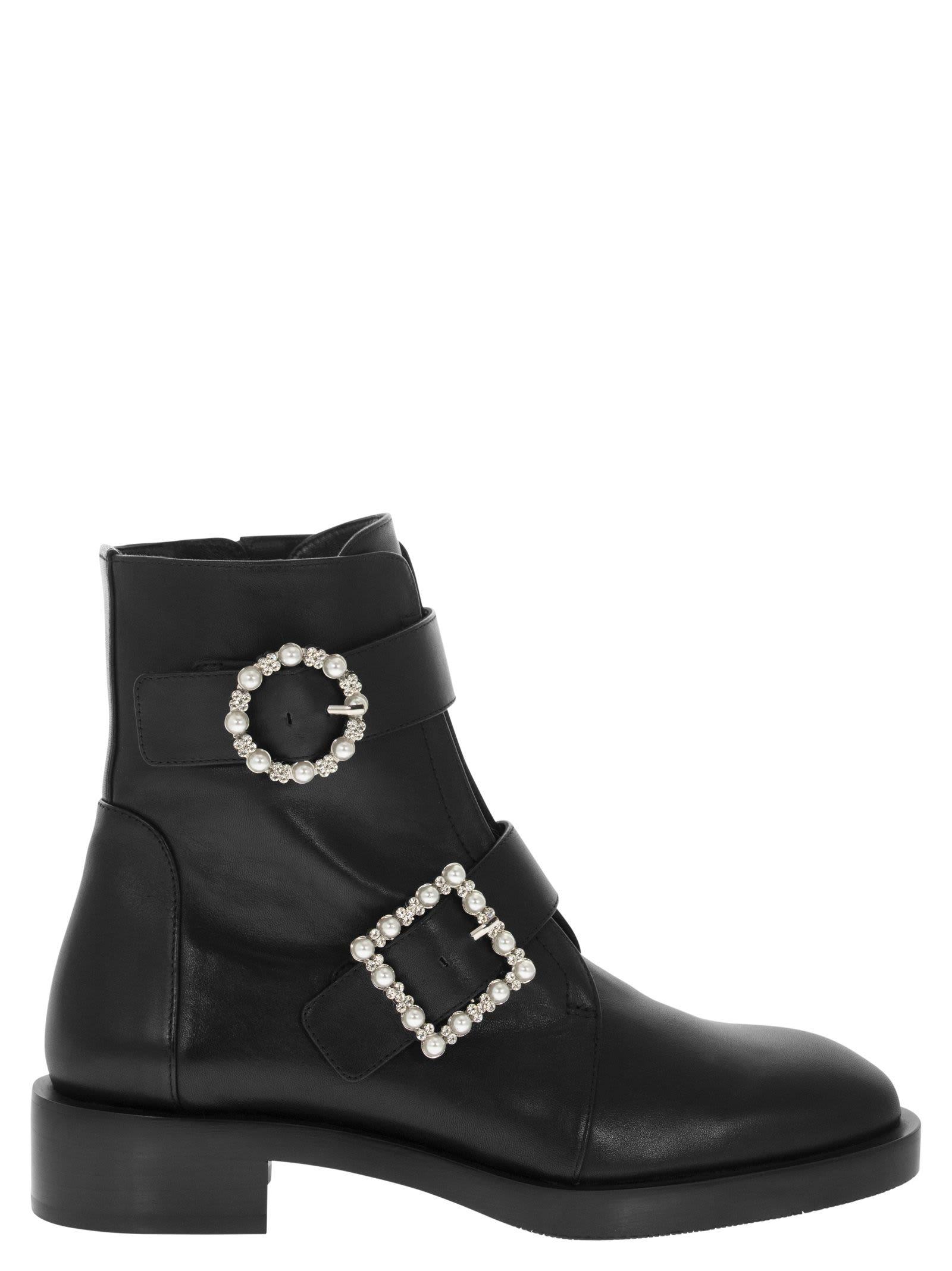 Stuart Weitzman Ryder Pearl Geo - Ankle Boot With Buckles in Black | Lyst