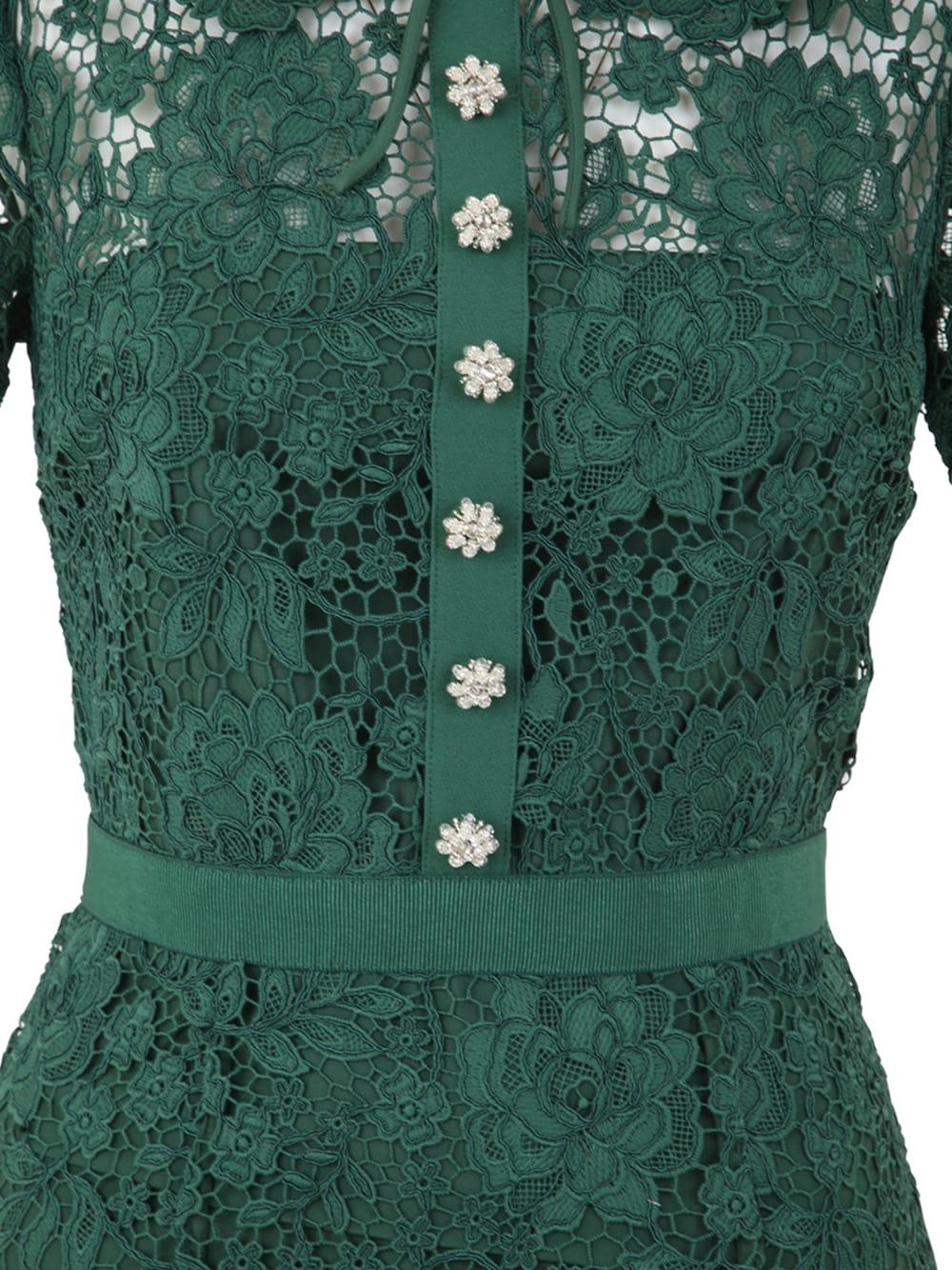 Self-Portrait Green Cord Lace Midi Dress | Lyst Self-Portrait Green Cord Lace Midi Dress | Lyst