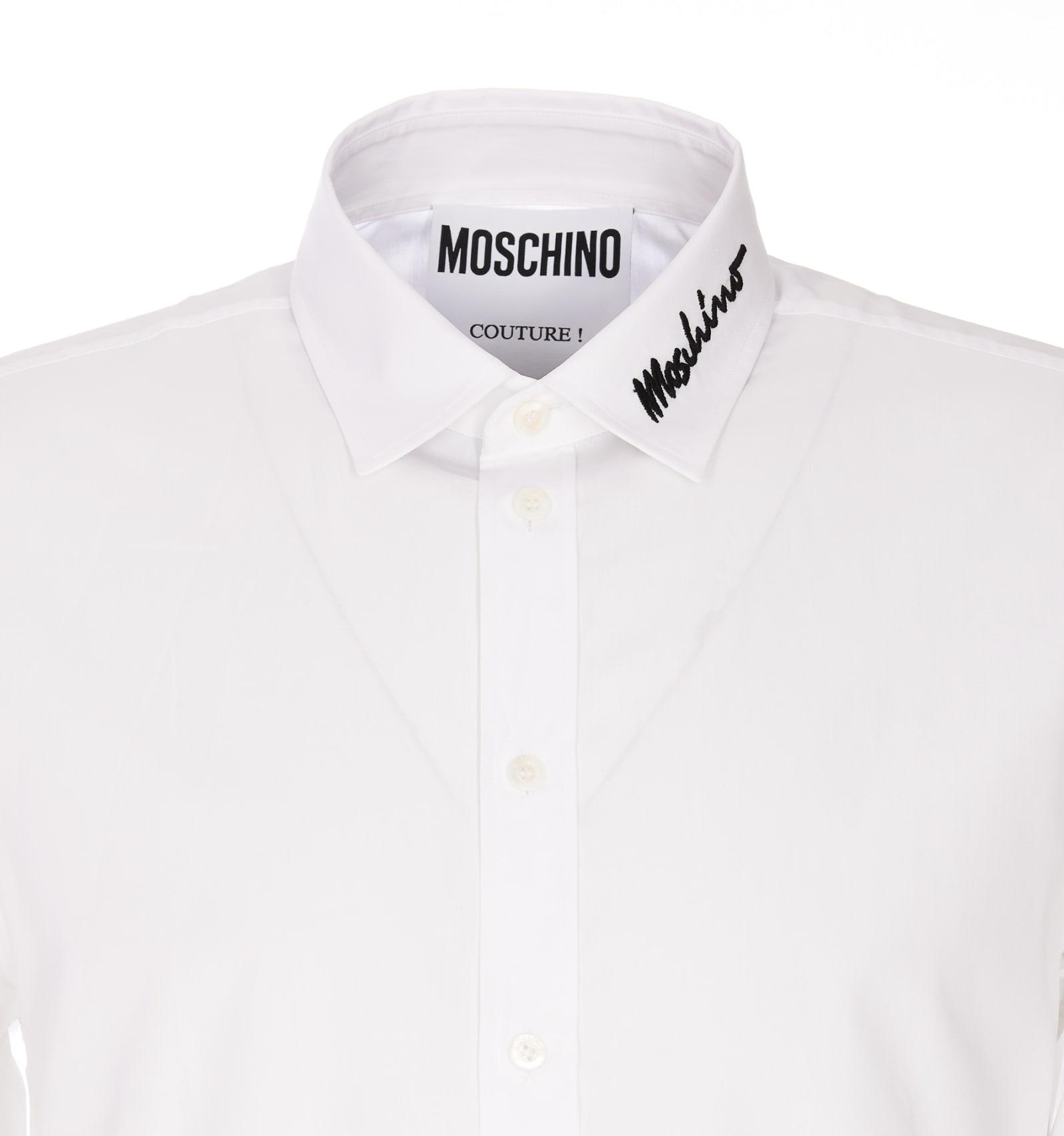 Moschino Logo On Collar Shirt in White for Men | Lyst