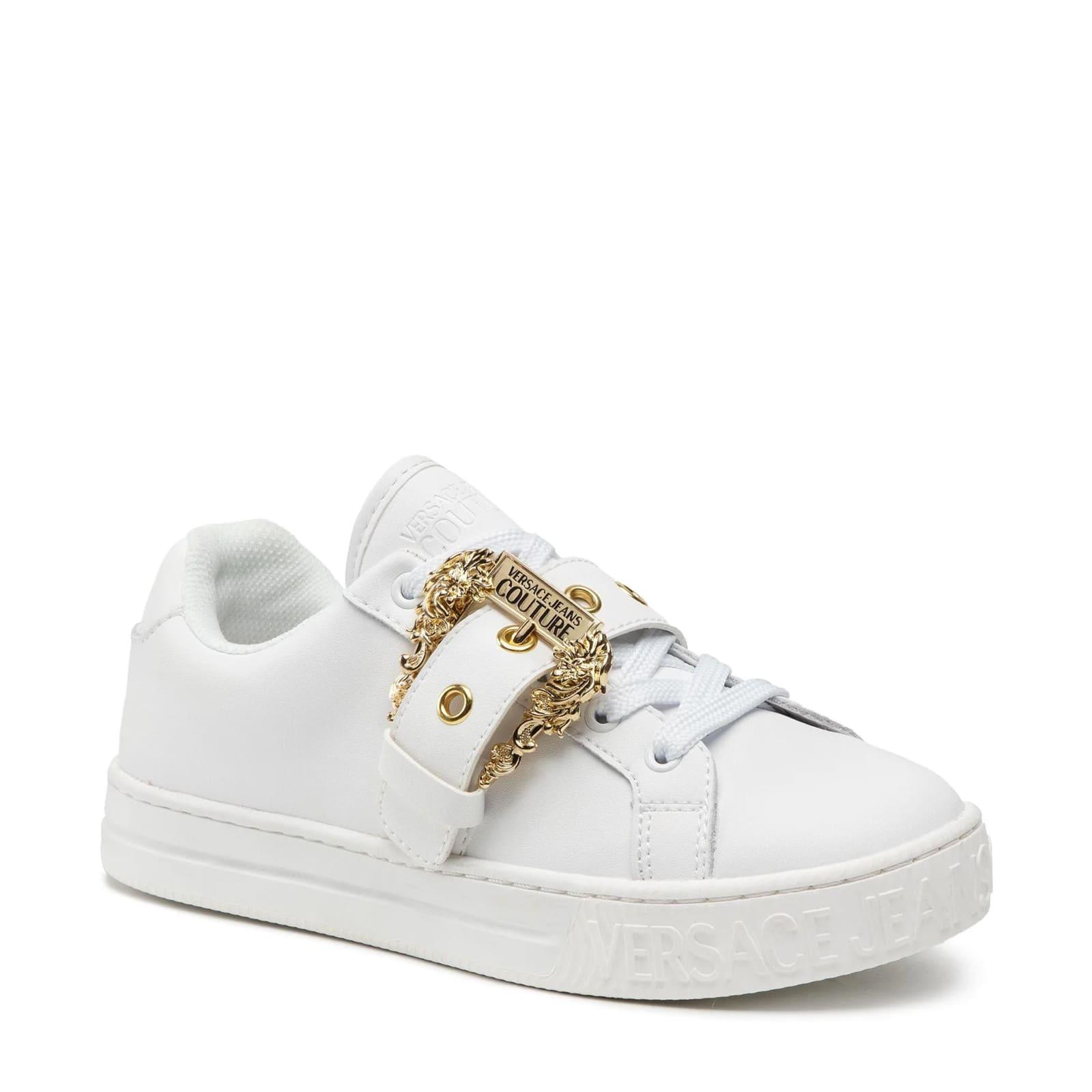 Versace Jeans Couture Leather Logo Sneakers in White | Lyst