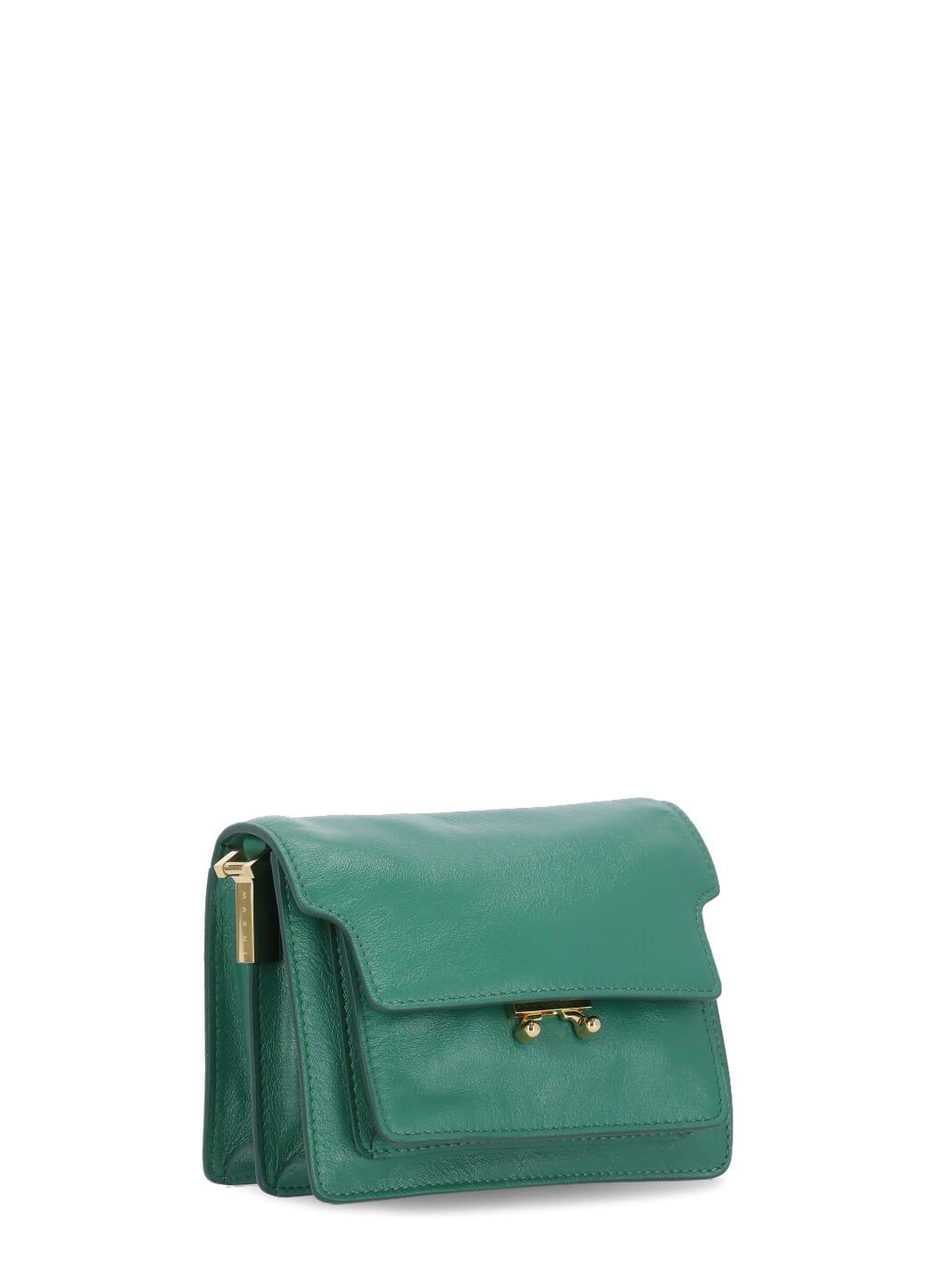 Marni Mini Trunk Soft Leather Shoulder Bag in Green