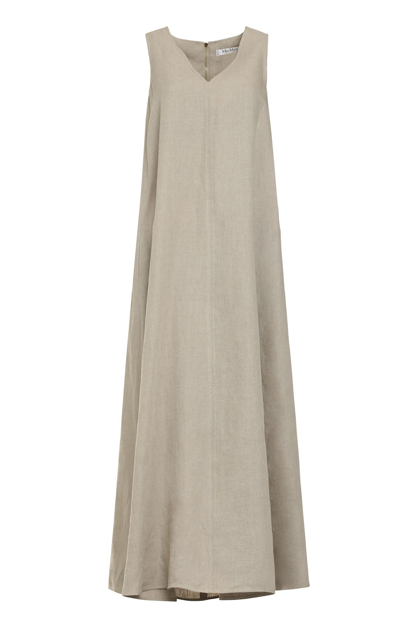 white linen dress spaghetti strap Bellez Linen Maxi Dress White