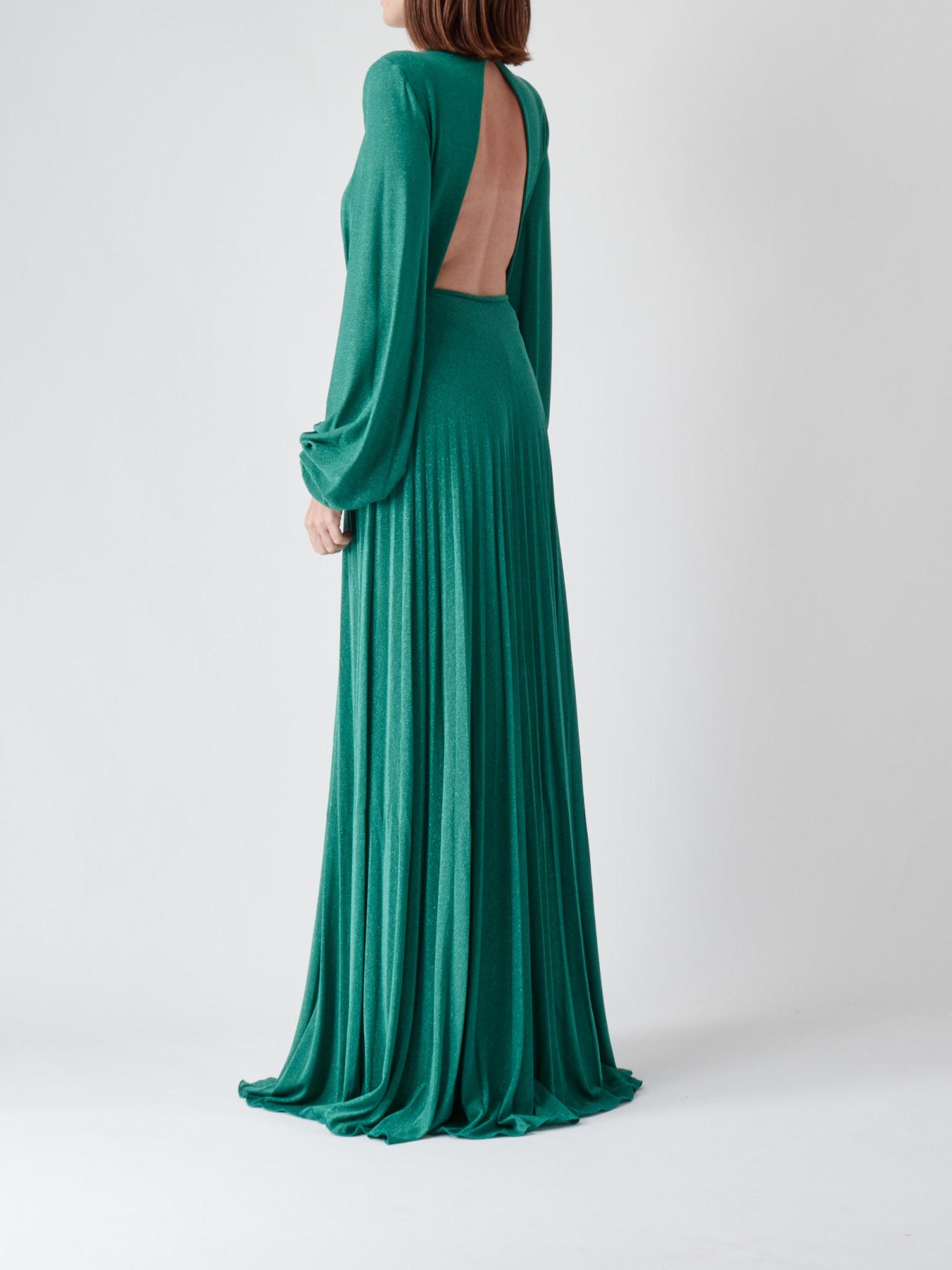 ワンピース ELISABETTA FRANCHI Crystal 'Red Carpet' dress Green Red Carpet dress in tulle fabric with all-over crystals