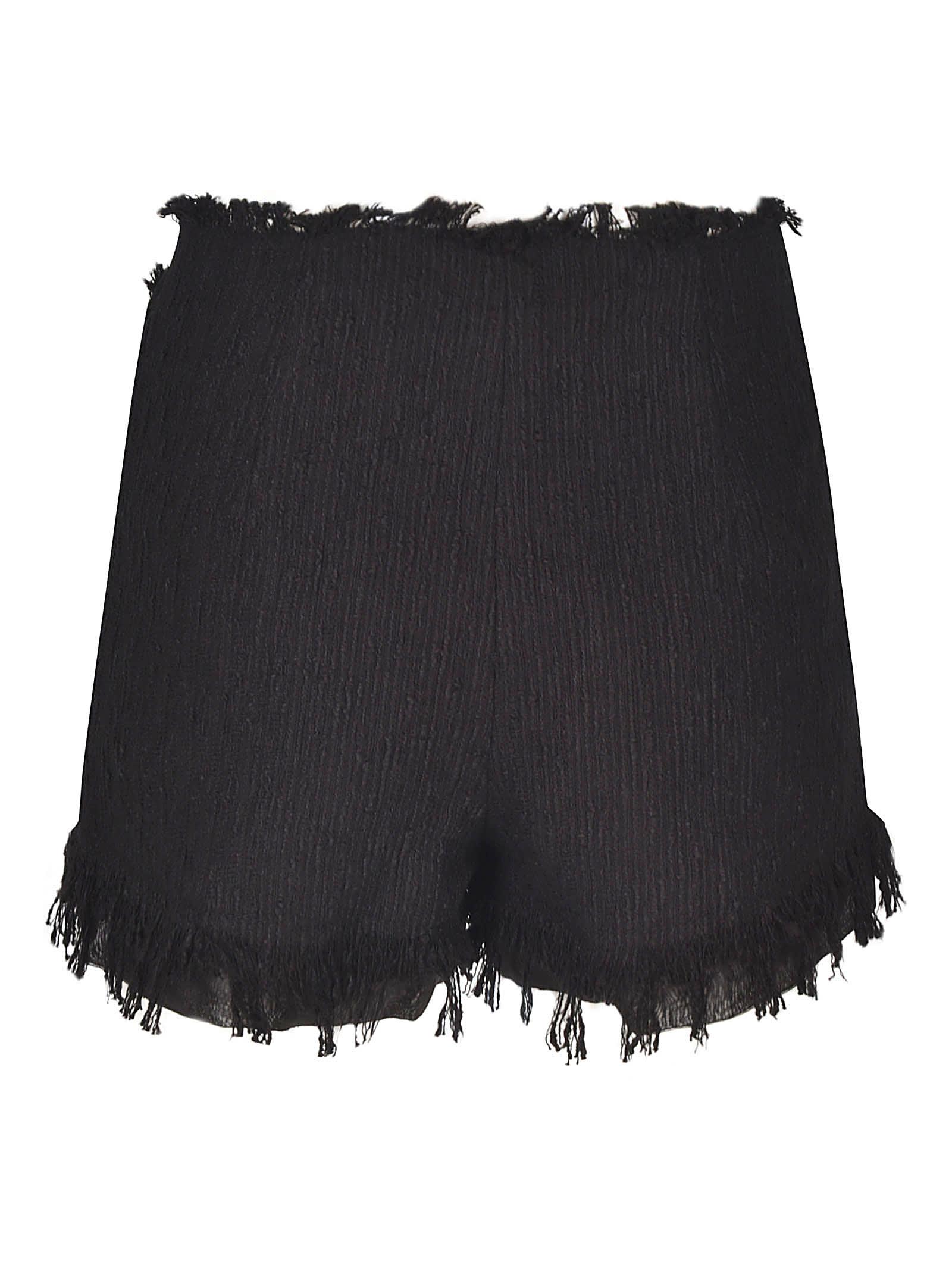 Krizia Cotton Fringe Shorts in Black | Lyst