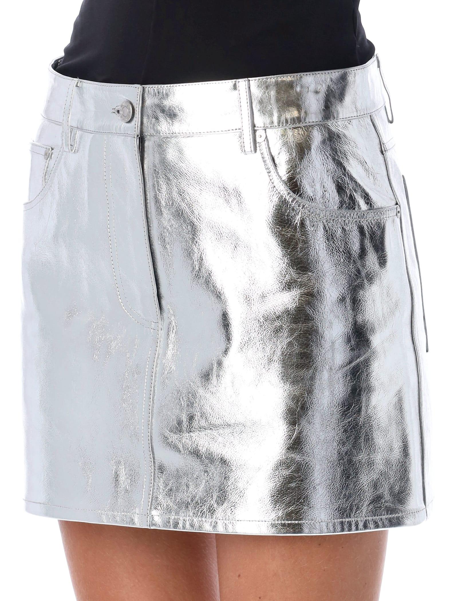 Helmut Lang Metallic Leather Mini Skirt | Lyst