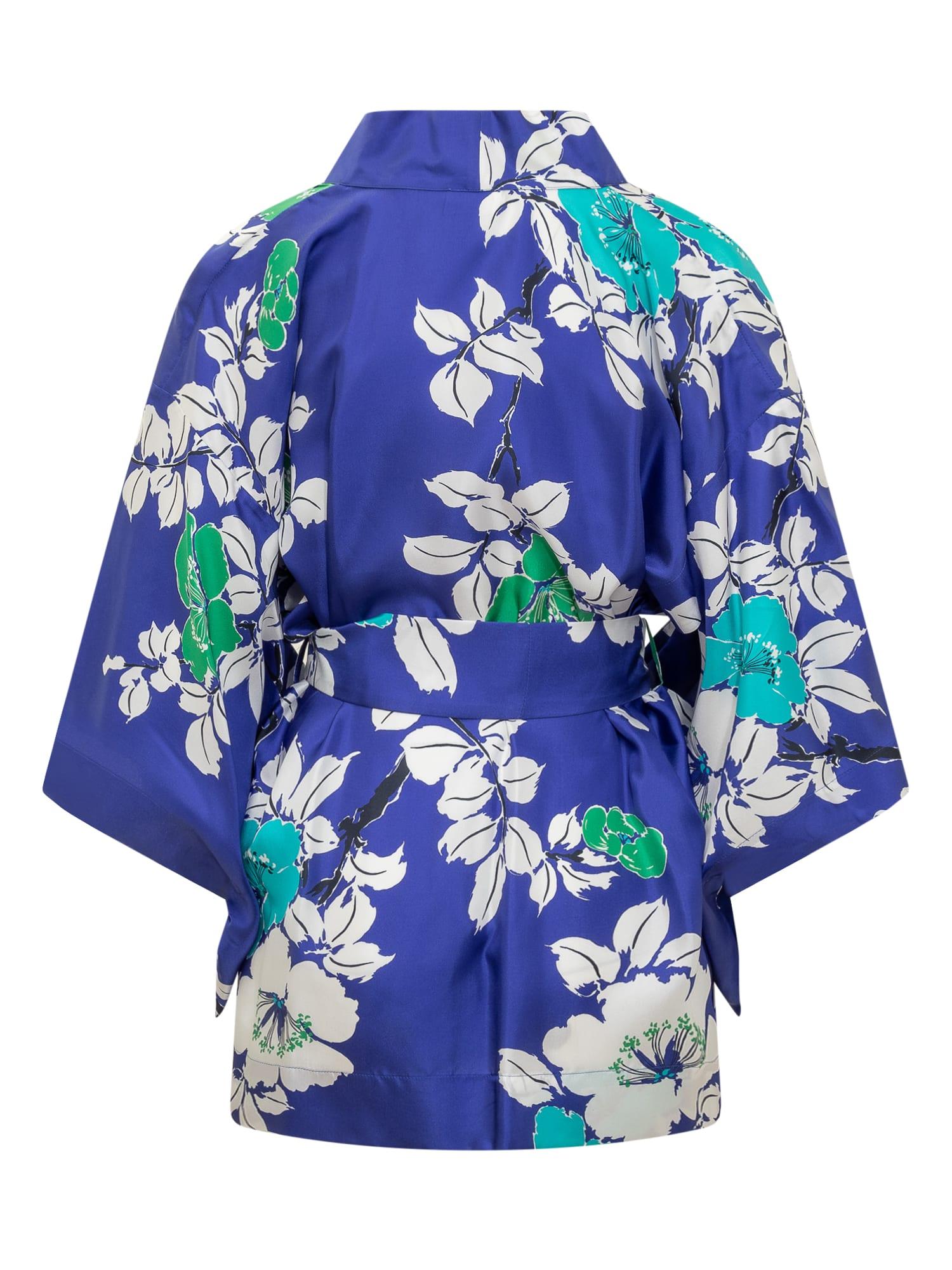 P.A.R.O.S.H. Floral Kimono in Blue | Lyst