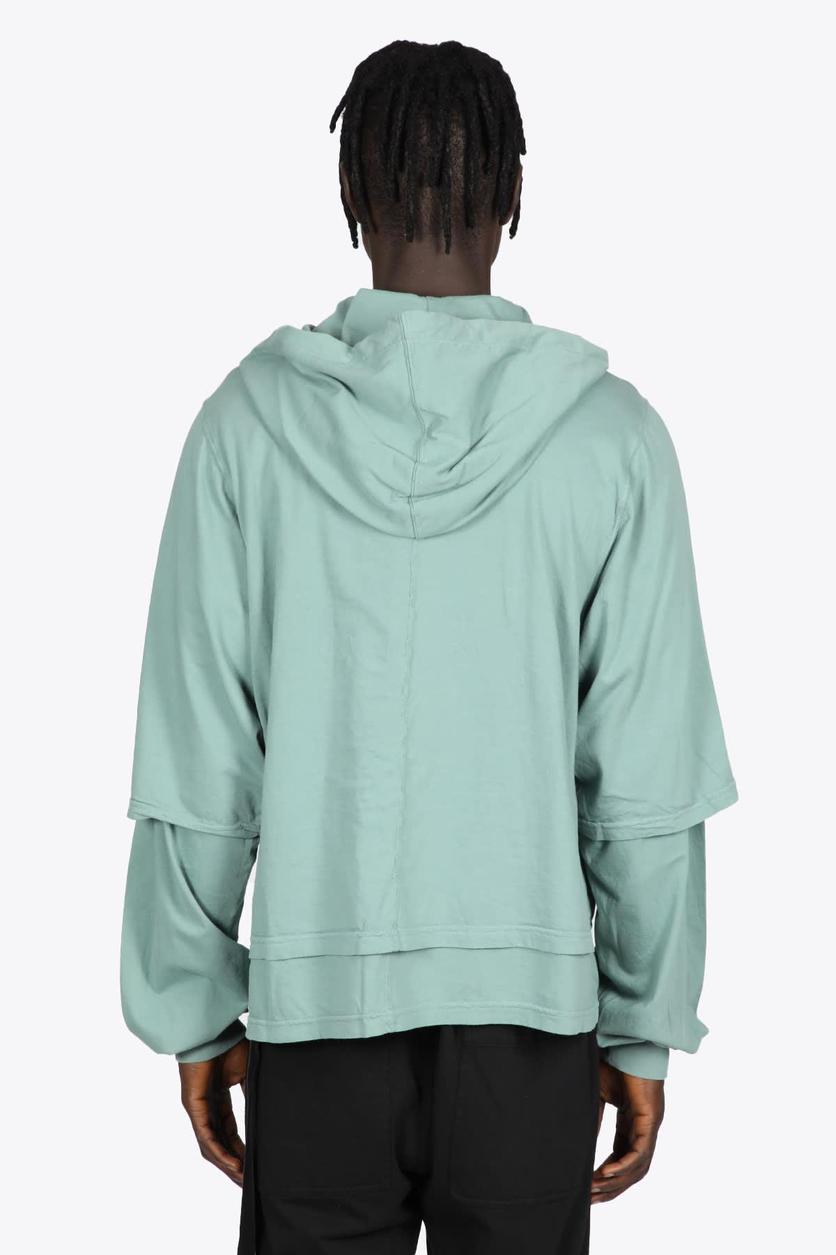 Rick Owens DRKSHDW Hustler Hoodie Sage Green Cotton Hooded Double