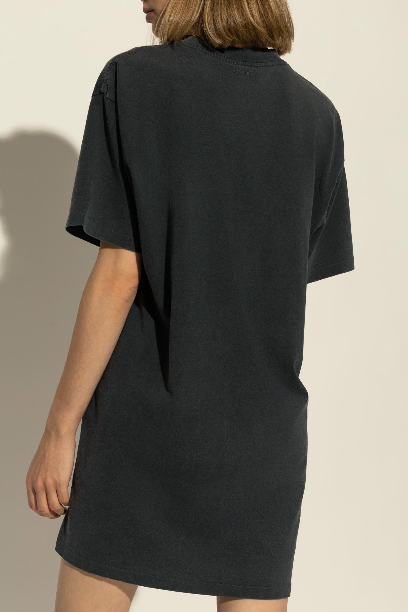Anine Bing Cotton T shirt Dress in Black Lyst