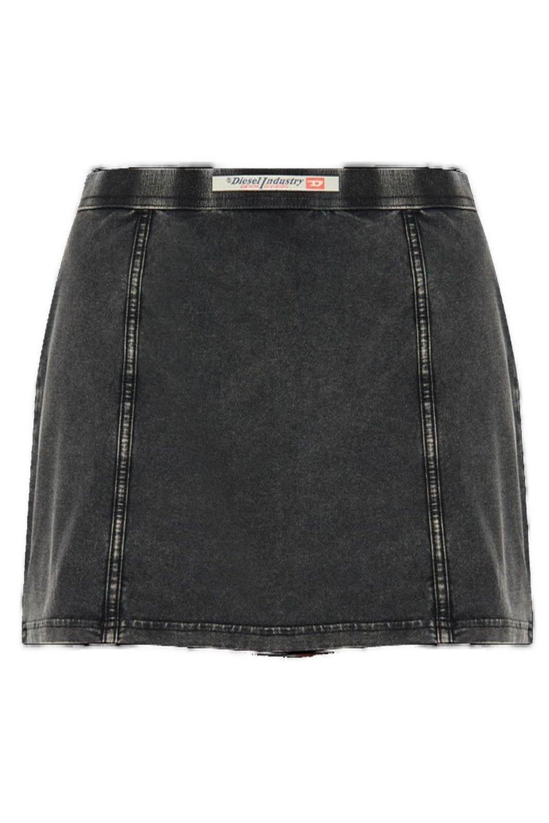 【送料&関税込】Diesel O-aleggra-mini Denim-effect Skirt Women's Denim-effect mini skirt in stretch jersey | Grey