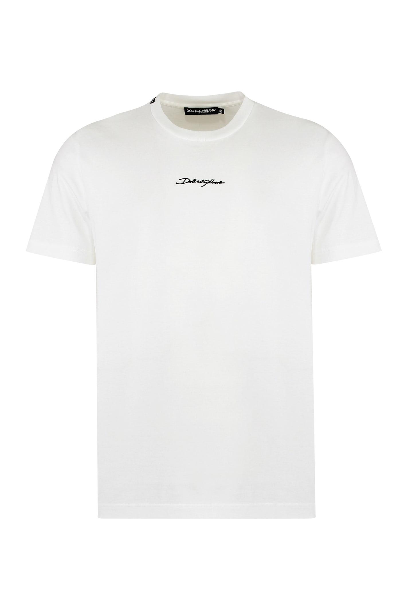 Tシャツ・カットソー Dolce Gabbana Short Sleeve Crew-Neck T-Shirt Dolce & Gabbana logo-print Cotton T-shirt | White | FARFETCH
