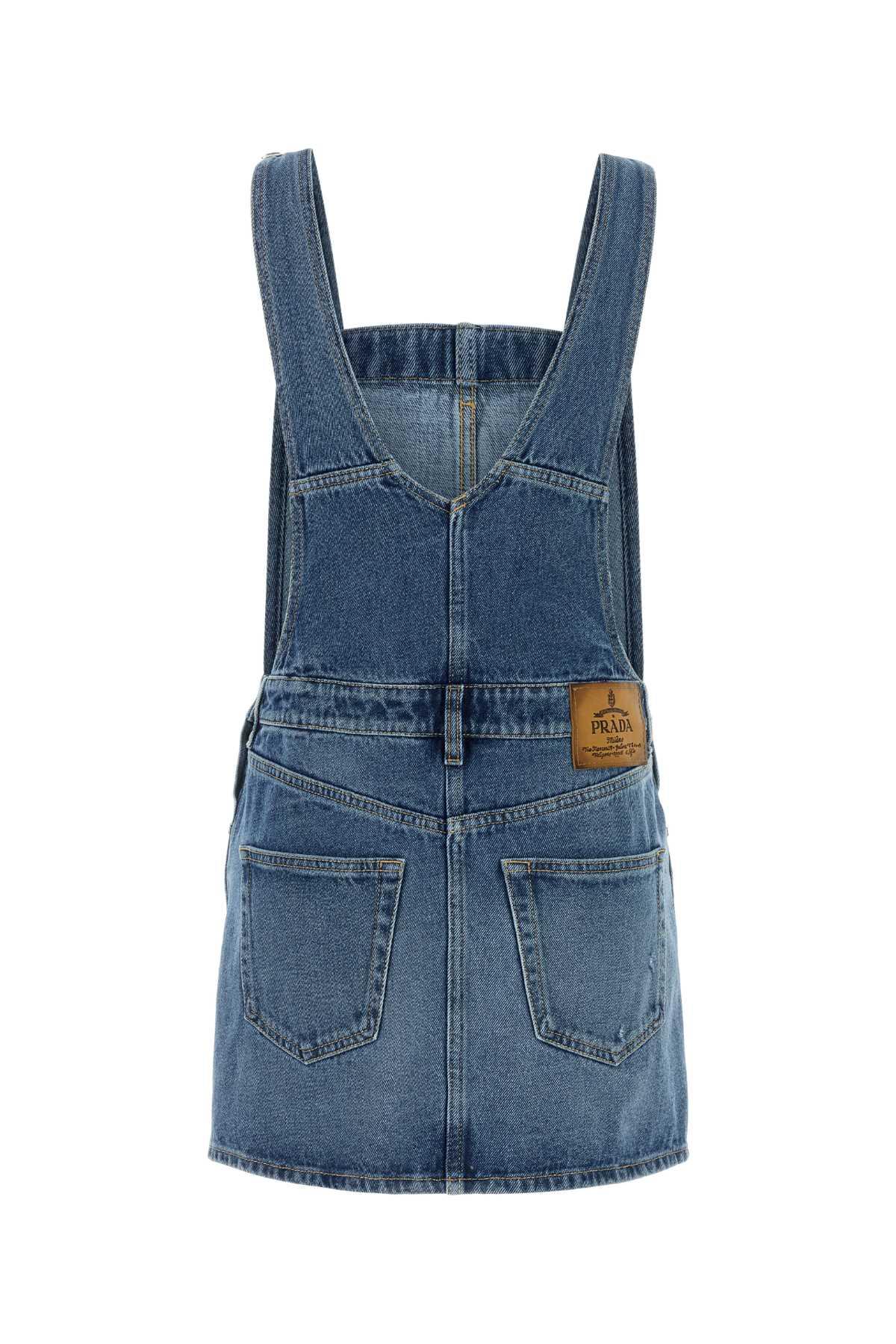 ワンピース PRADA DENIM DUNGAREES DRESS Prada Denim Dungaree Mini Dress in Blue | Lyst