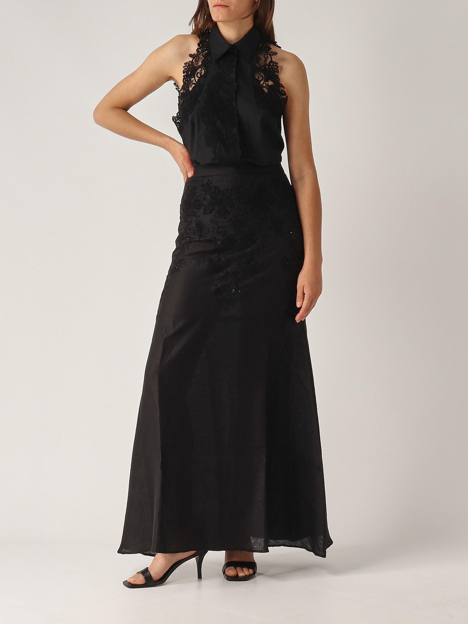 スカート ERMANNO SCERVINO Long cloth skirt Black Ermanno Scervino Gonna Lunga Skirt in Black | Lyst