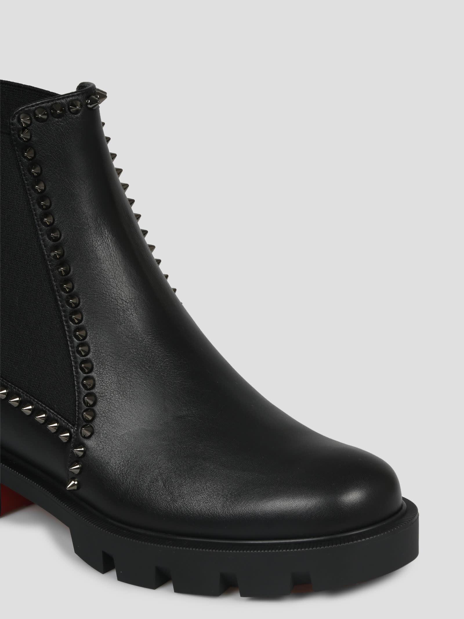 Christian Louboutin Out Lina Spike Lug Ankle Boot in Black | Lyst