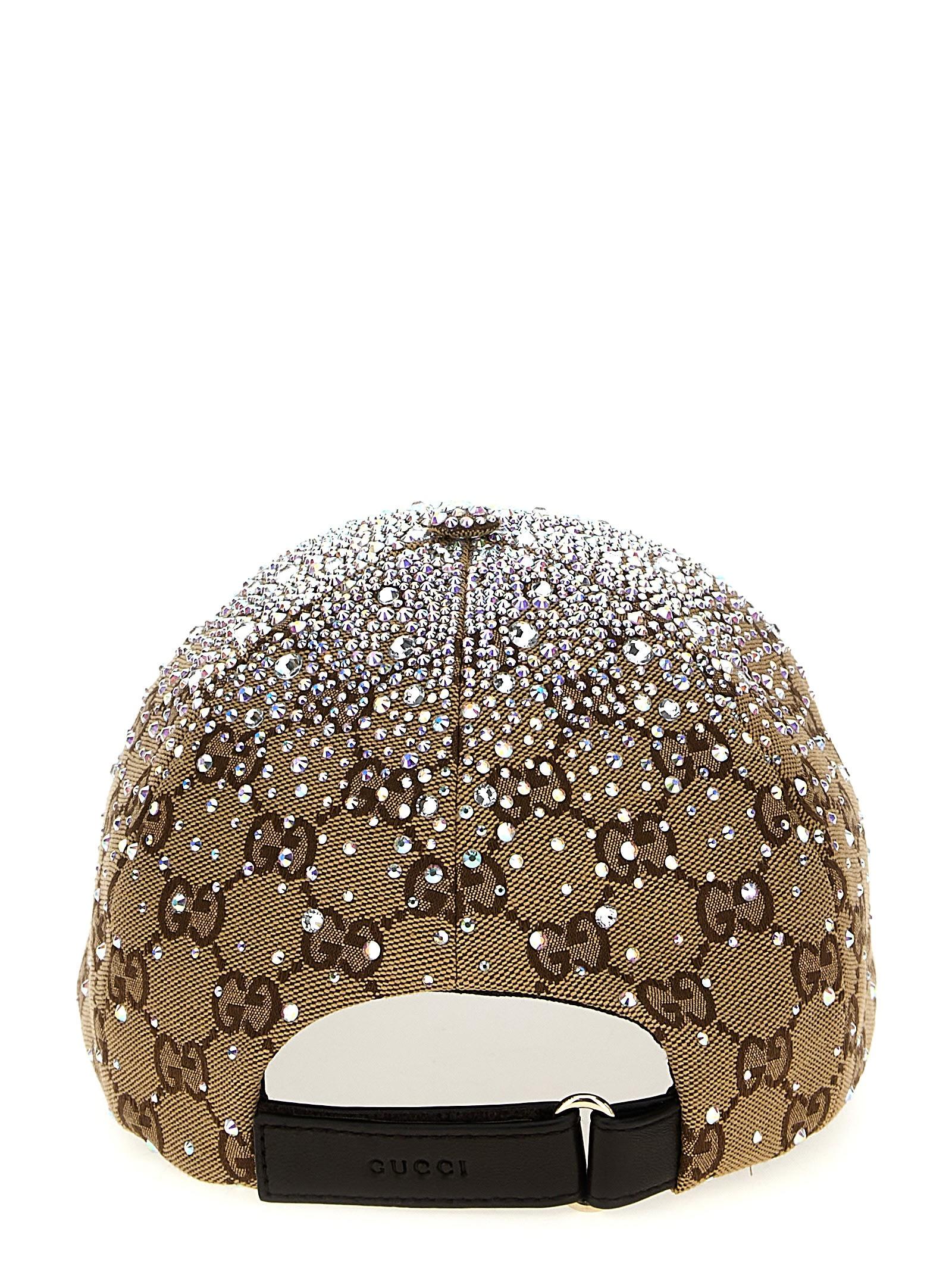 Gucci Brown GG Cap With Rhinestones Auth Gucci GG Supreme Flora Claudia Baseball | Mercari main image 3