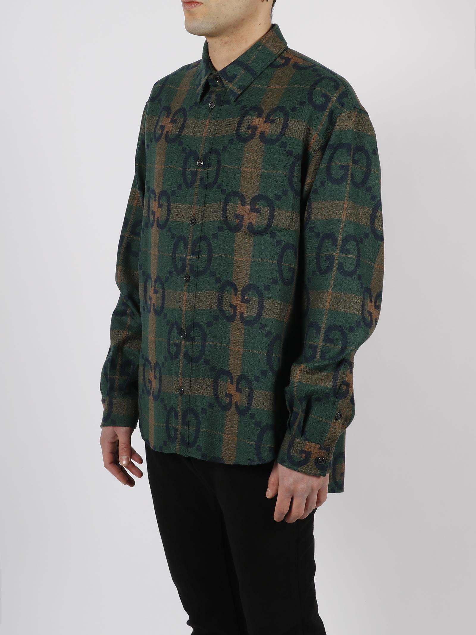 Gucci Maxi GG-print Wool Shirt - Brown