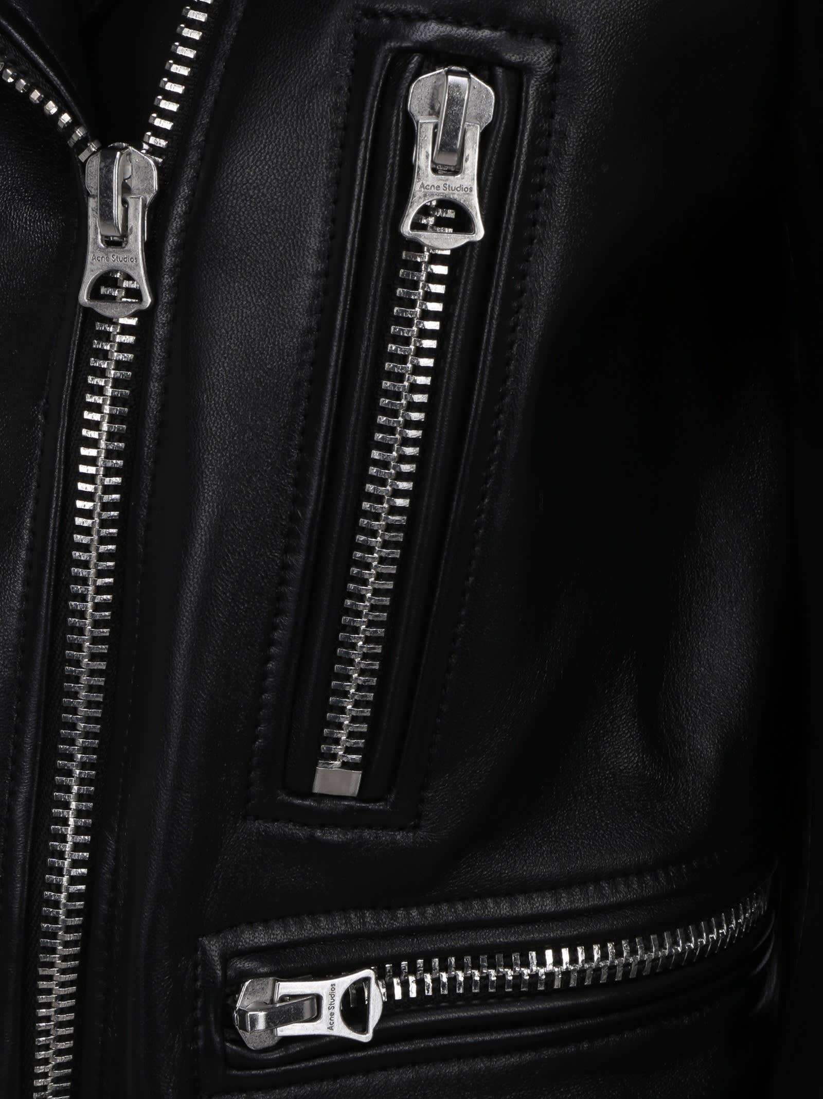acne studios cropped leather biker jacket