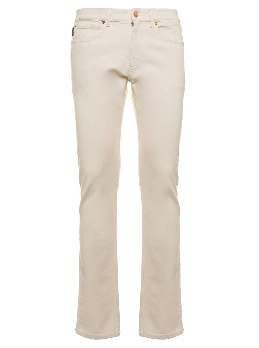 Beige Eco Stretch Denim Jeans 