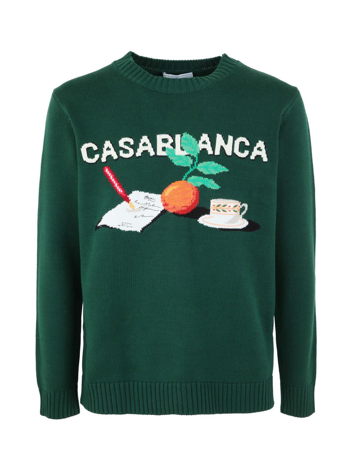 CASABLANCA Crew Neck Jumper in Green for Men Lyst