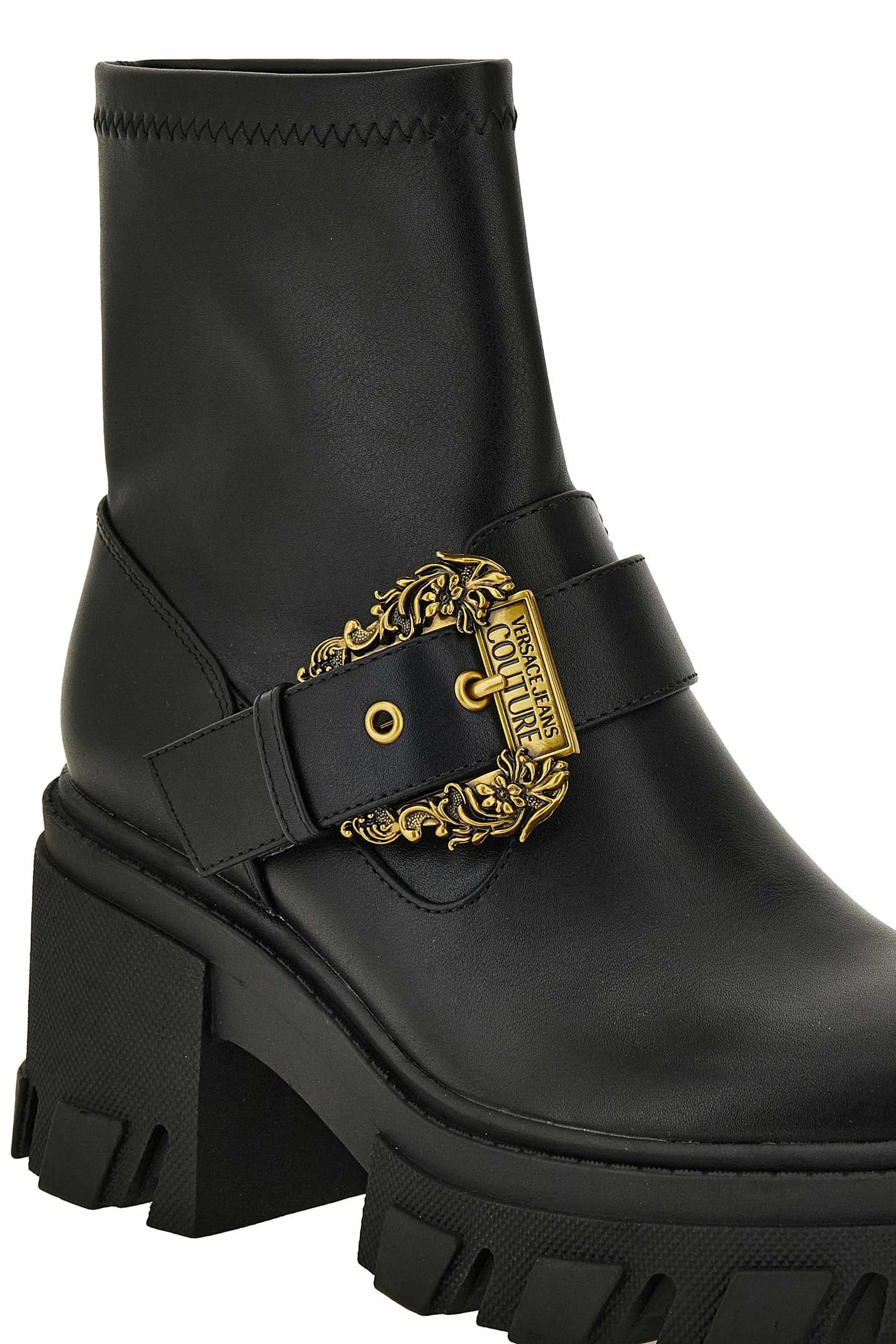 【VERSACE JEANS】CoutureAnkleBoots With 85Mm Heel And Iconic Versace Jeans Couture SSENSE Exclusive Black Stud Ankle