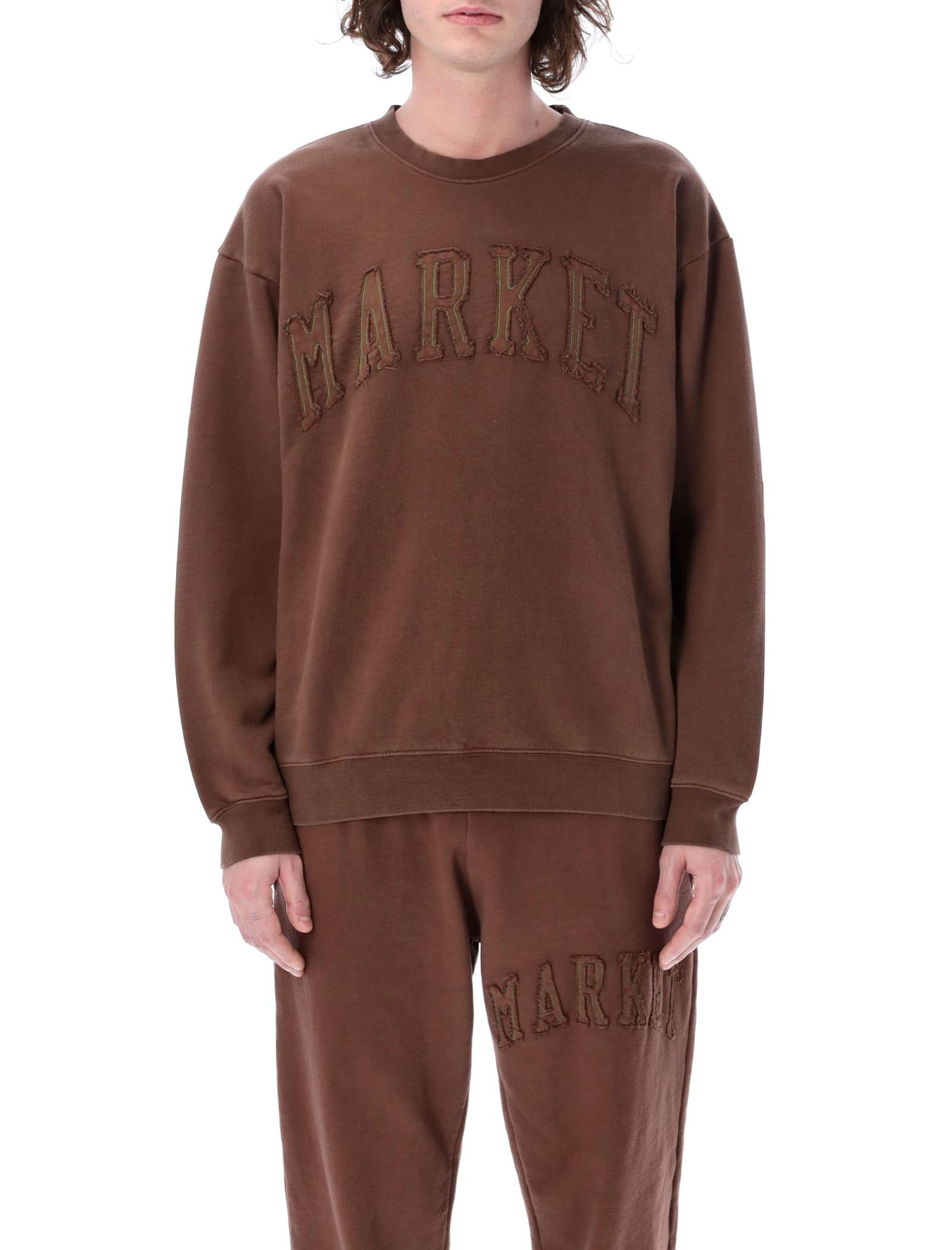 Market Vintage Wash Crewneck Sweatshirt in Brown for Men | Lyst