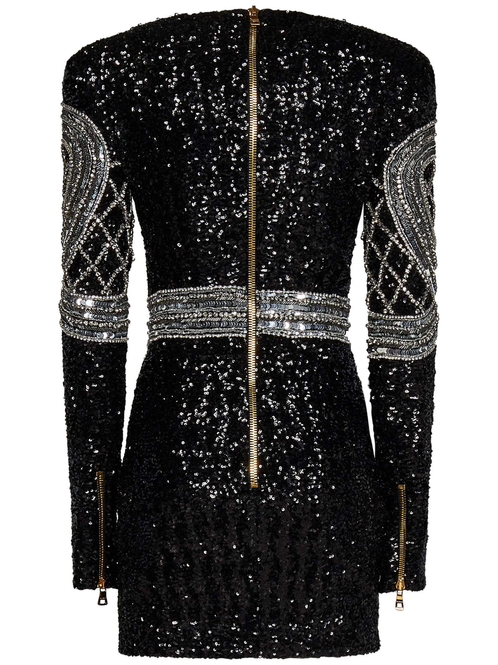 Balmain Paris Mini Dress in Black | Lyst