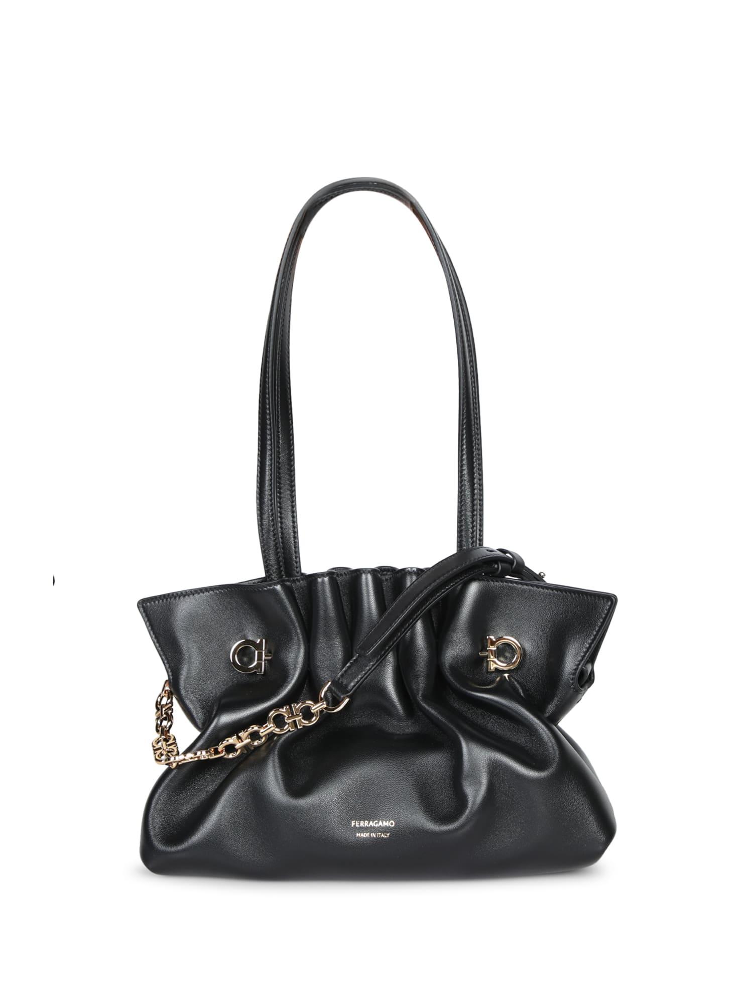 【送料&関税込】Ferragamo Gancini Piercing Black Bag Ferragamo Gancini Piercing Bag in Black | Lyst