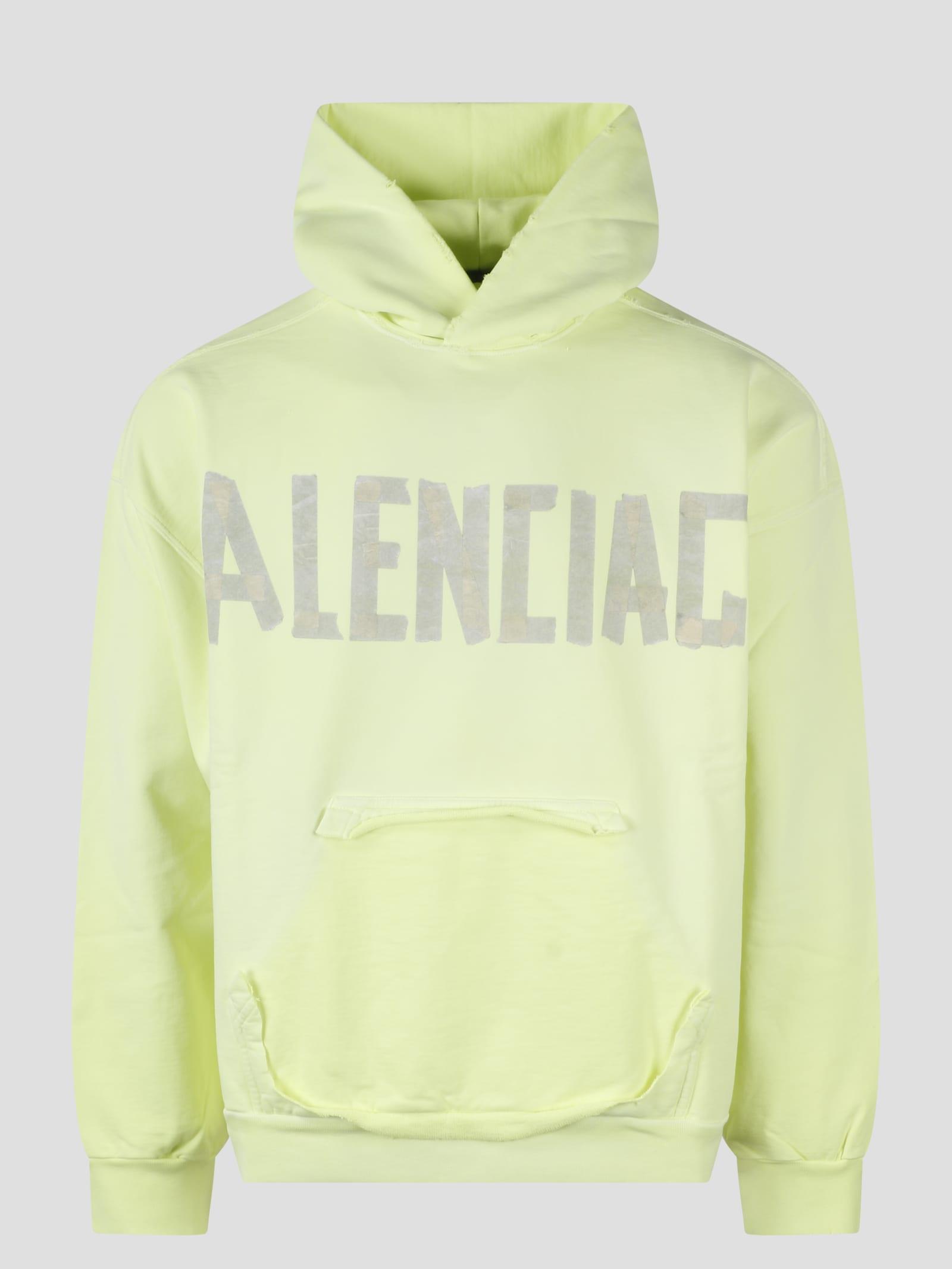 Balenciaga Tape Type Ripped Pocket Hoodie in Yellow for Men | Lyst