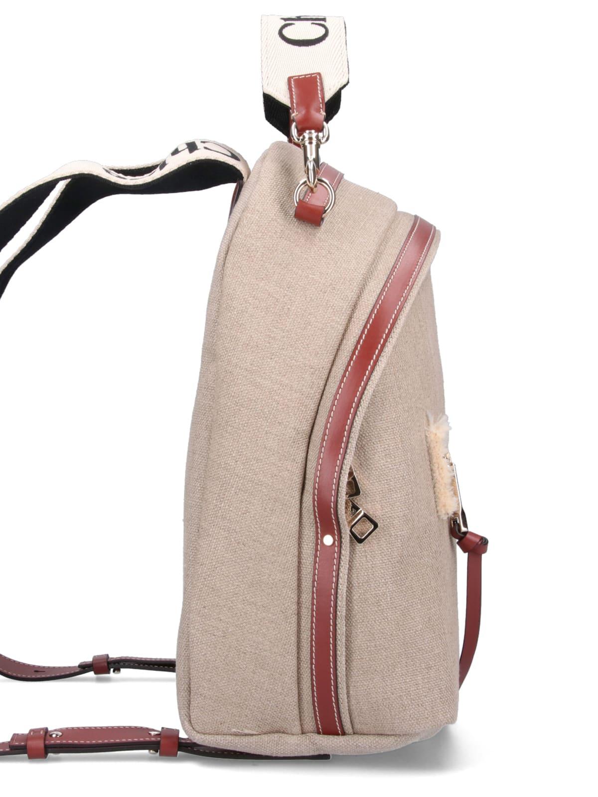 Chloé Canvas Leather Backpack Brown Logo Chloé | Woody brown backpack | Savannahs