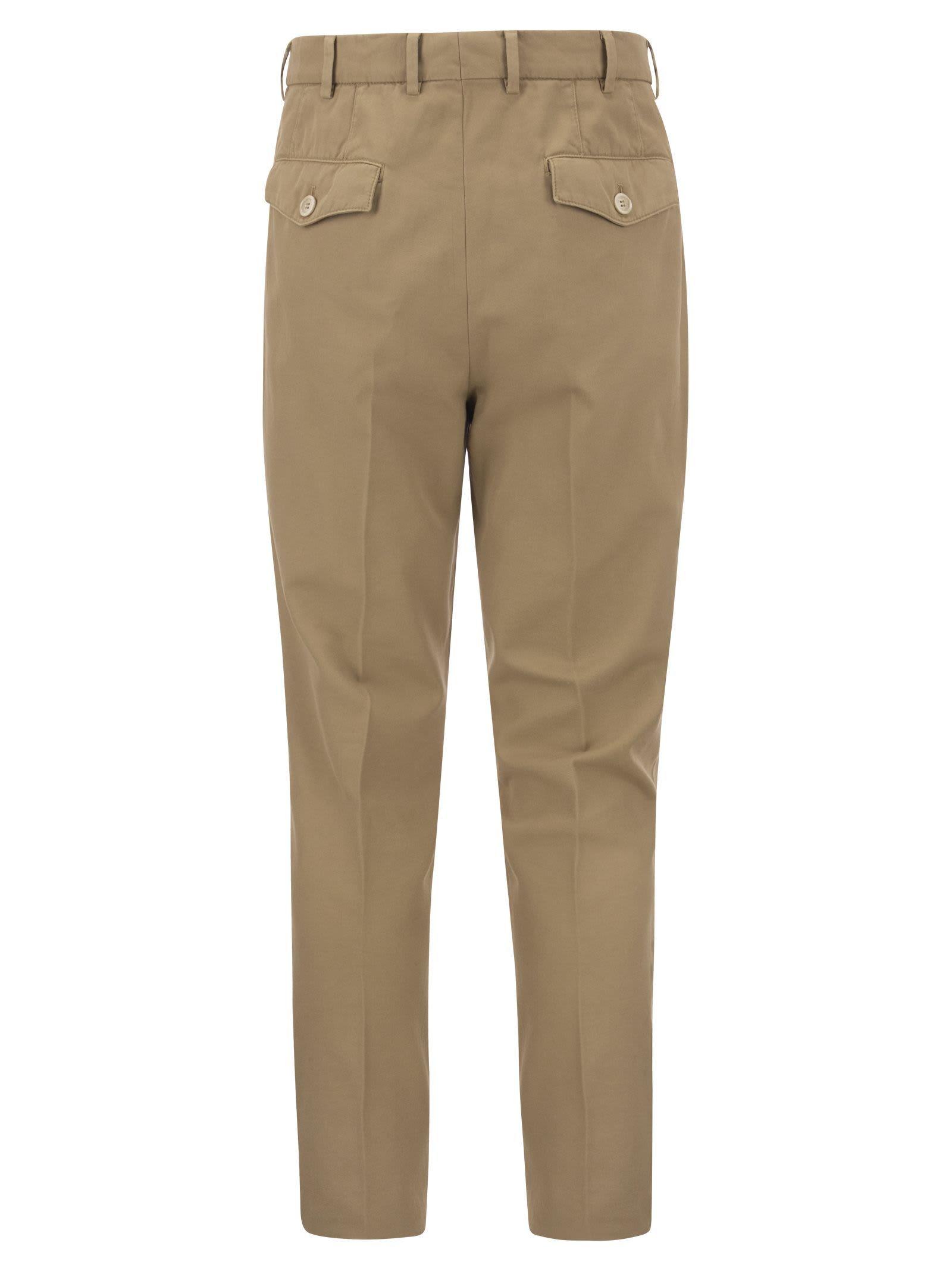 Brunello Cucinelli Leisure-fit Trousers In Garment-dyed Twisted