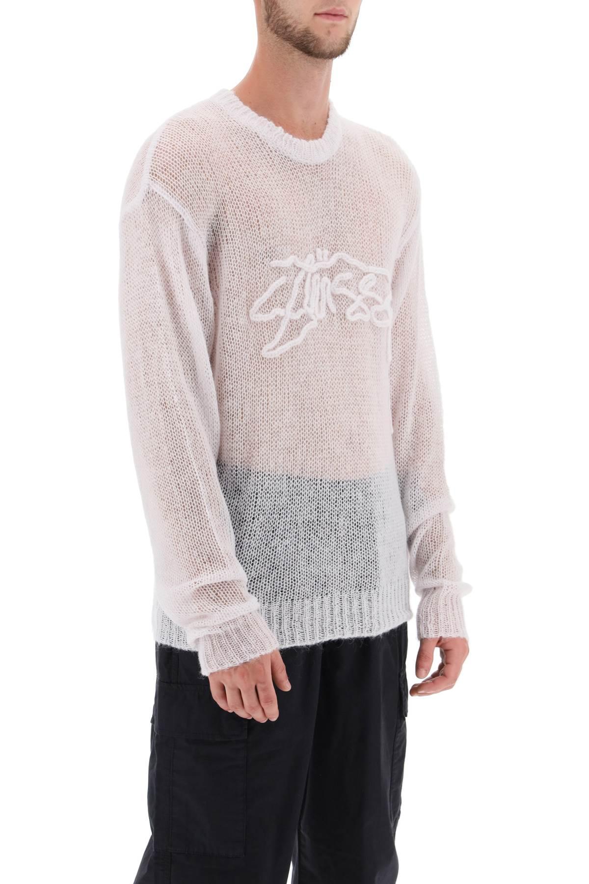 Stussy Loose Knit Sweater With Logo Embroidery in White for Men